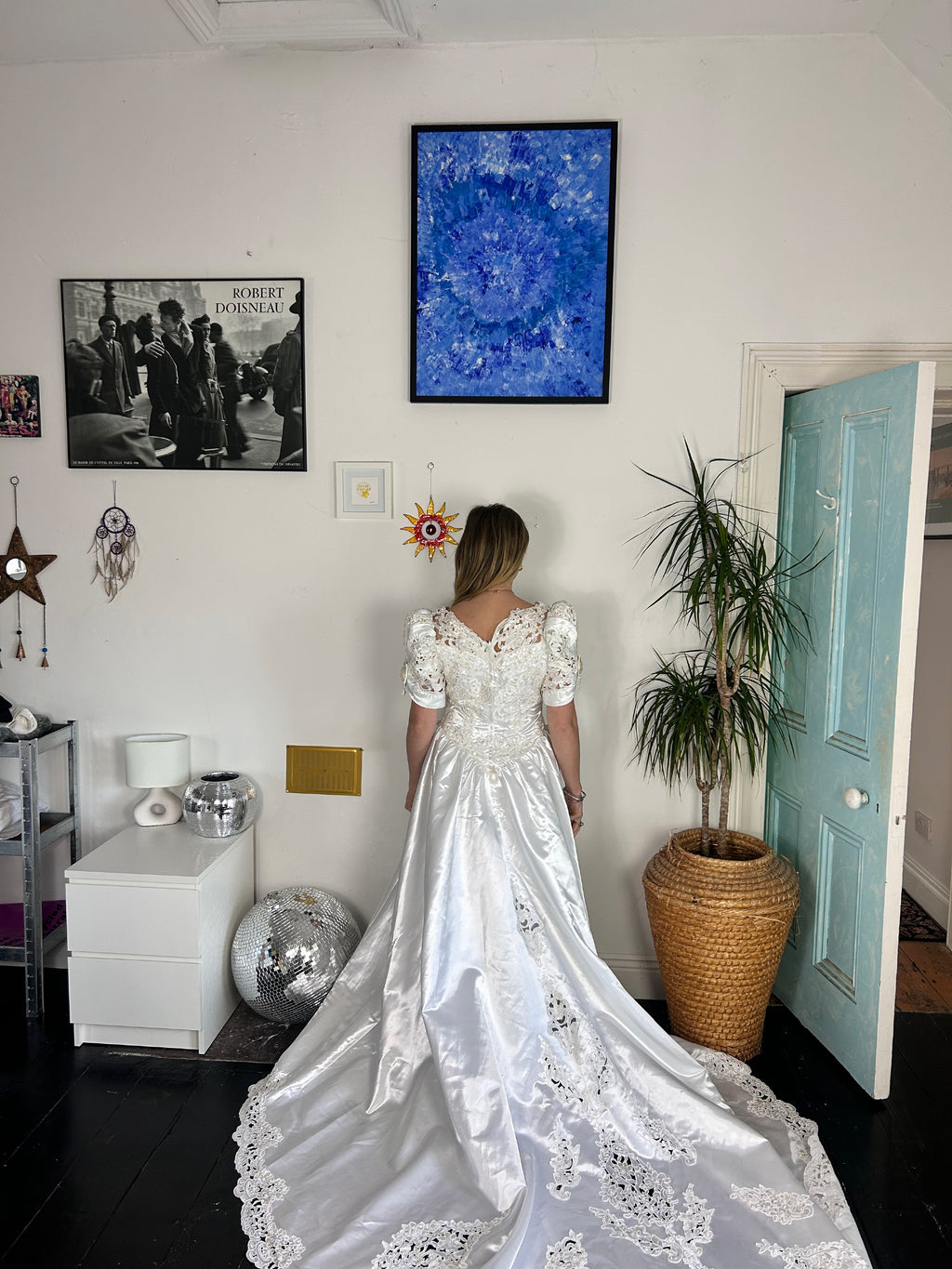 1980's Sequin Embellished Wedding Dress Size 10