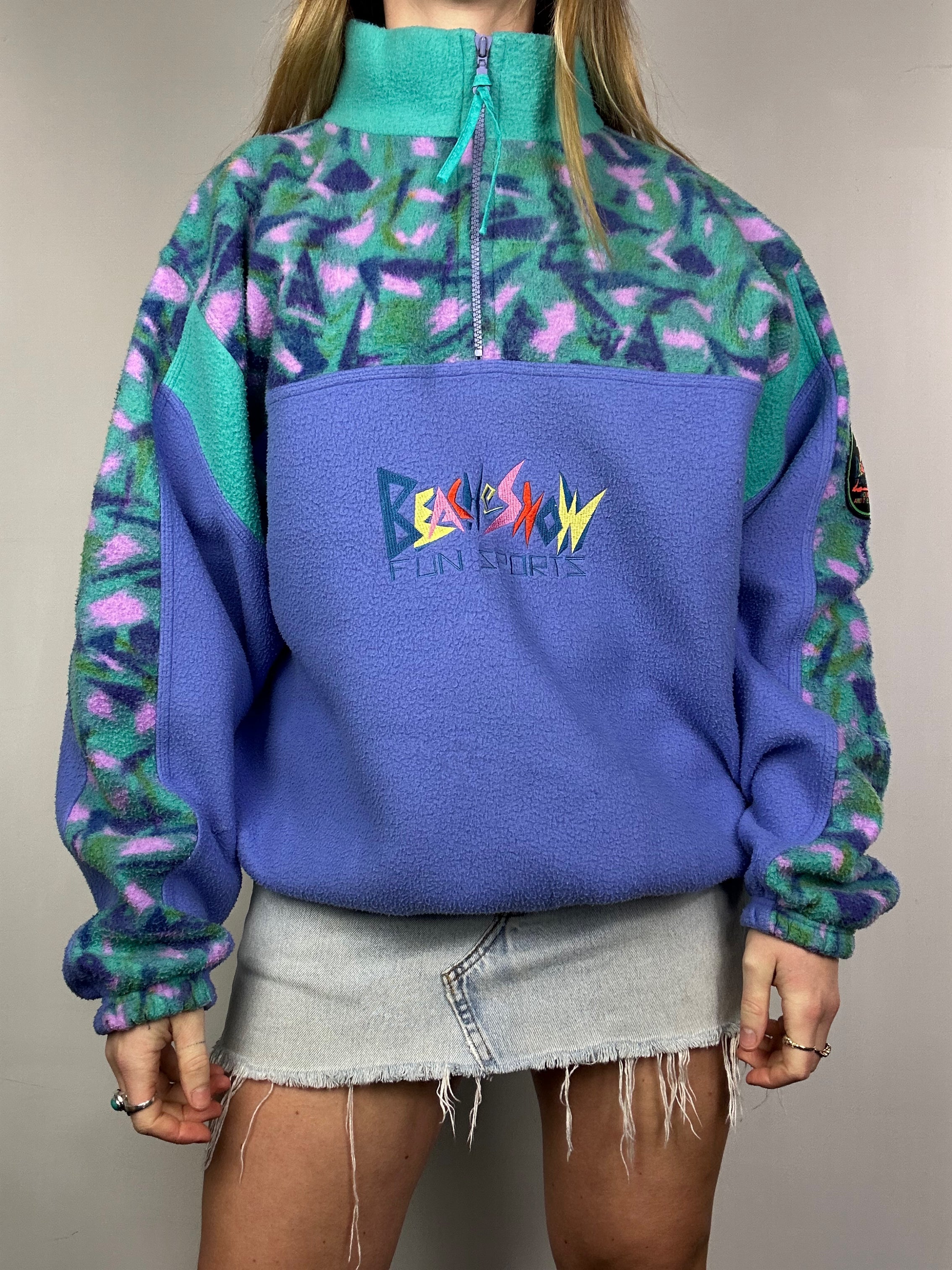 Lilac 80's Fleece Sweater Size M