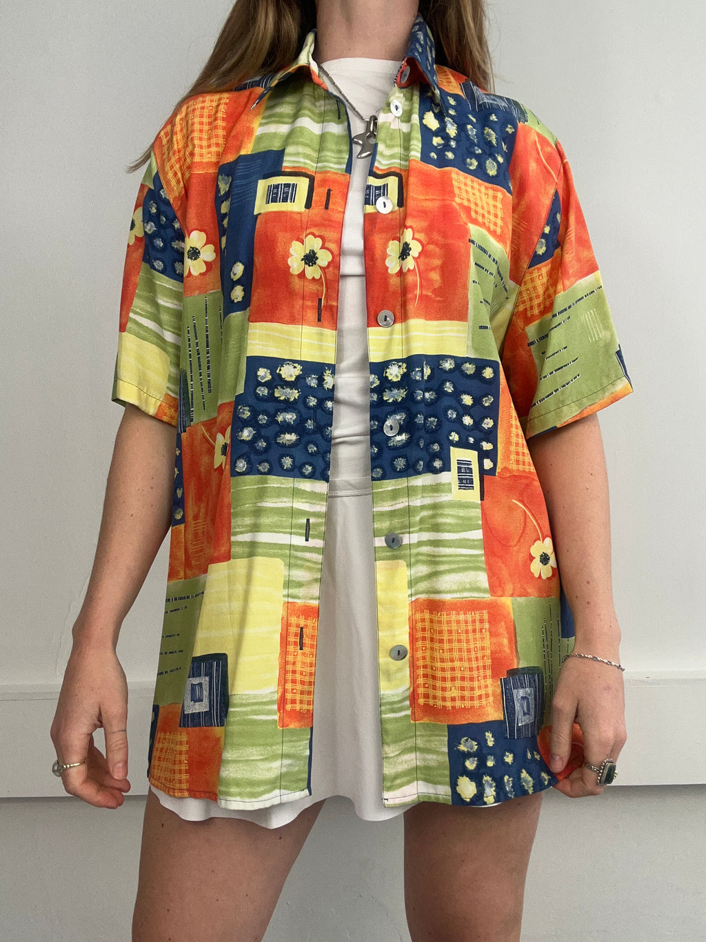Floral PAtchwork Shirt Siz2 12/14