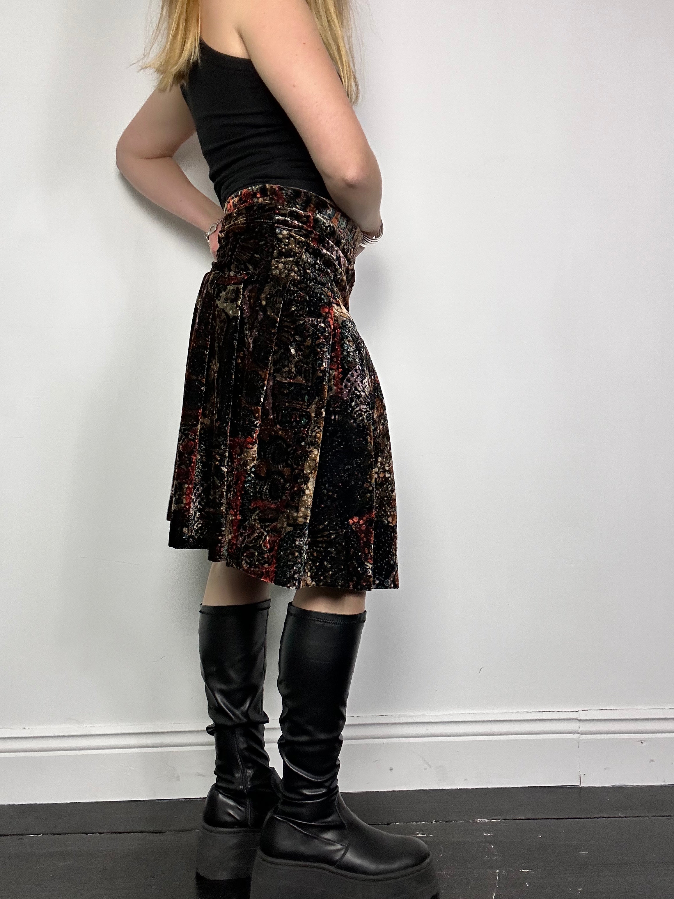 Floral Velvet Midi Skirt Size 8