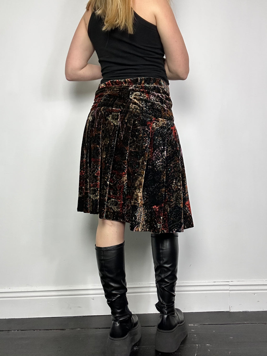 Floral Velvet Midi Skirt Size 8