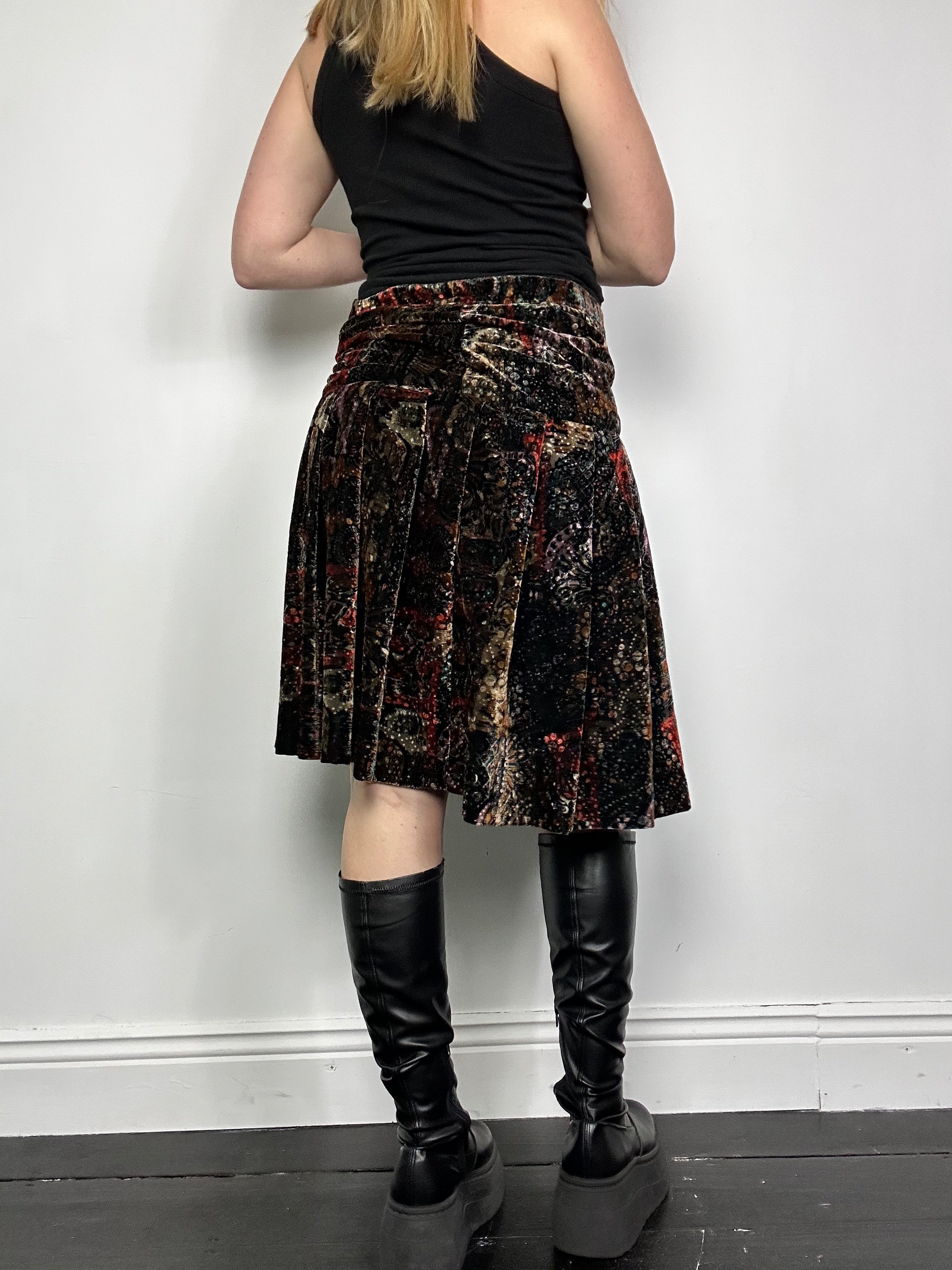 Floral Velvet Midi Skirt Size 8