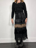 Black Velvet midi Skirt Size 8