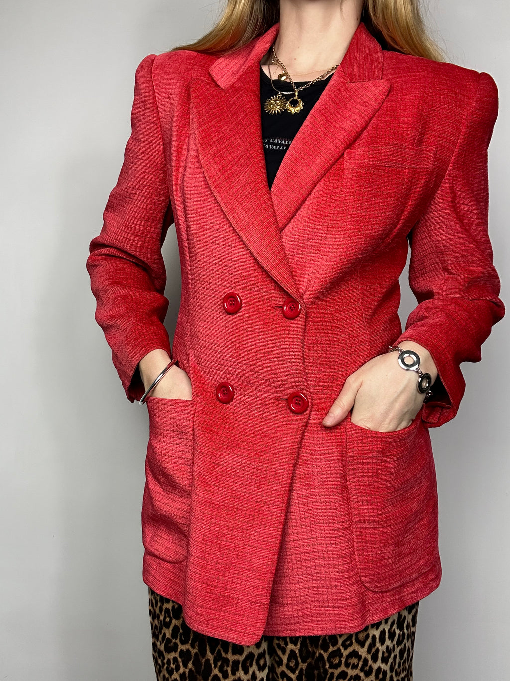Red 80's Velvet Blazer Size 10