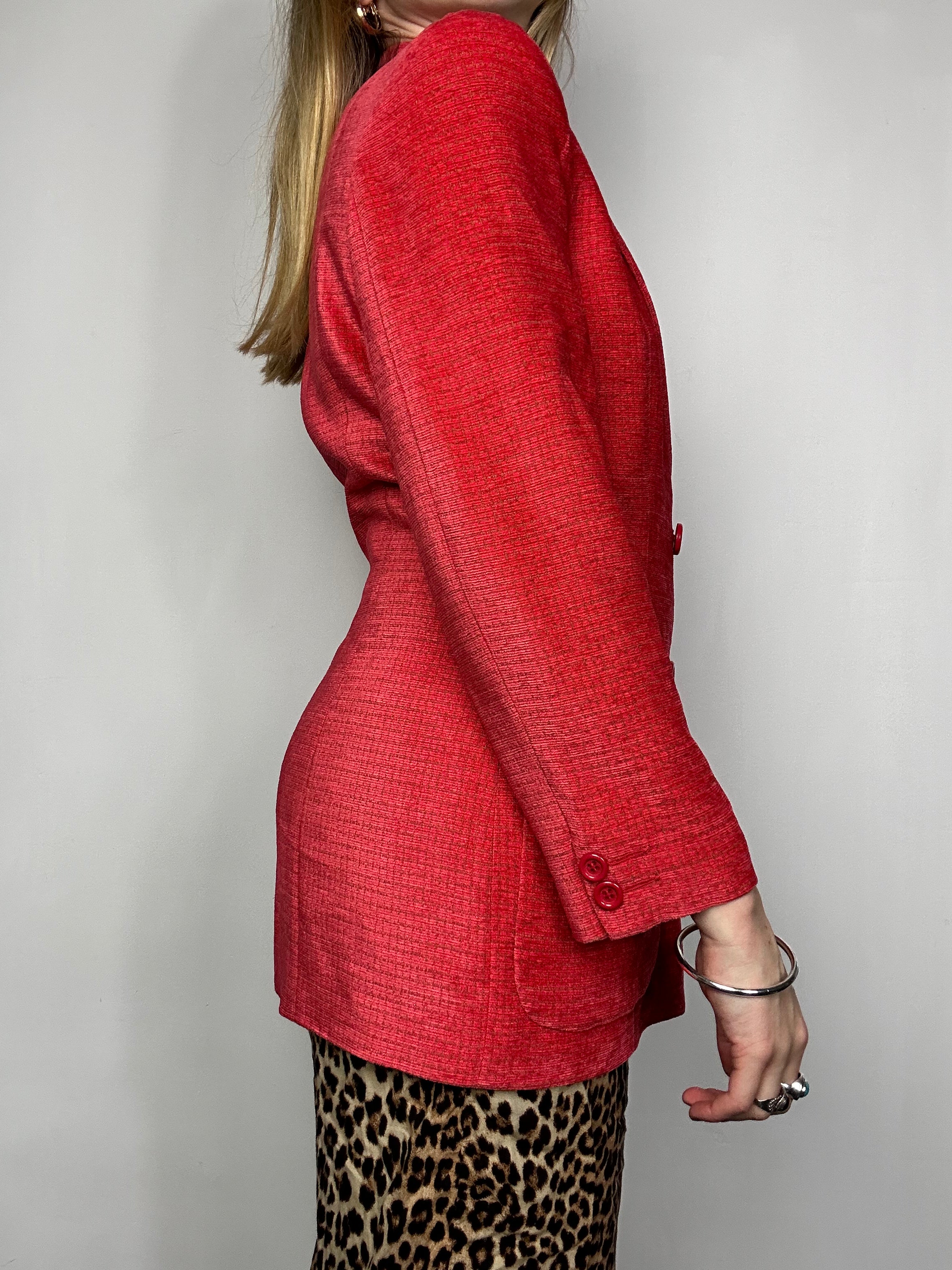 Red 80's Velvet Blazer Size 10