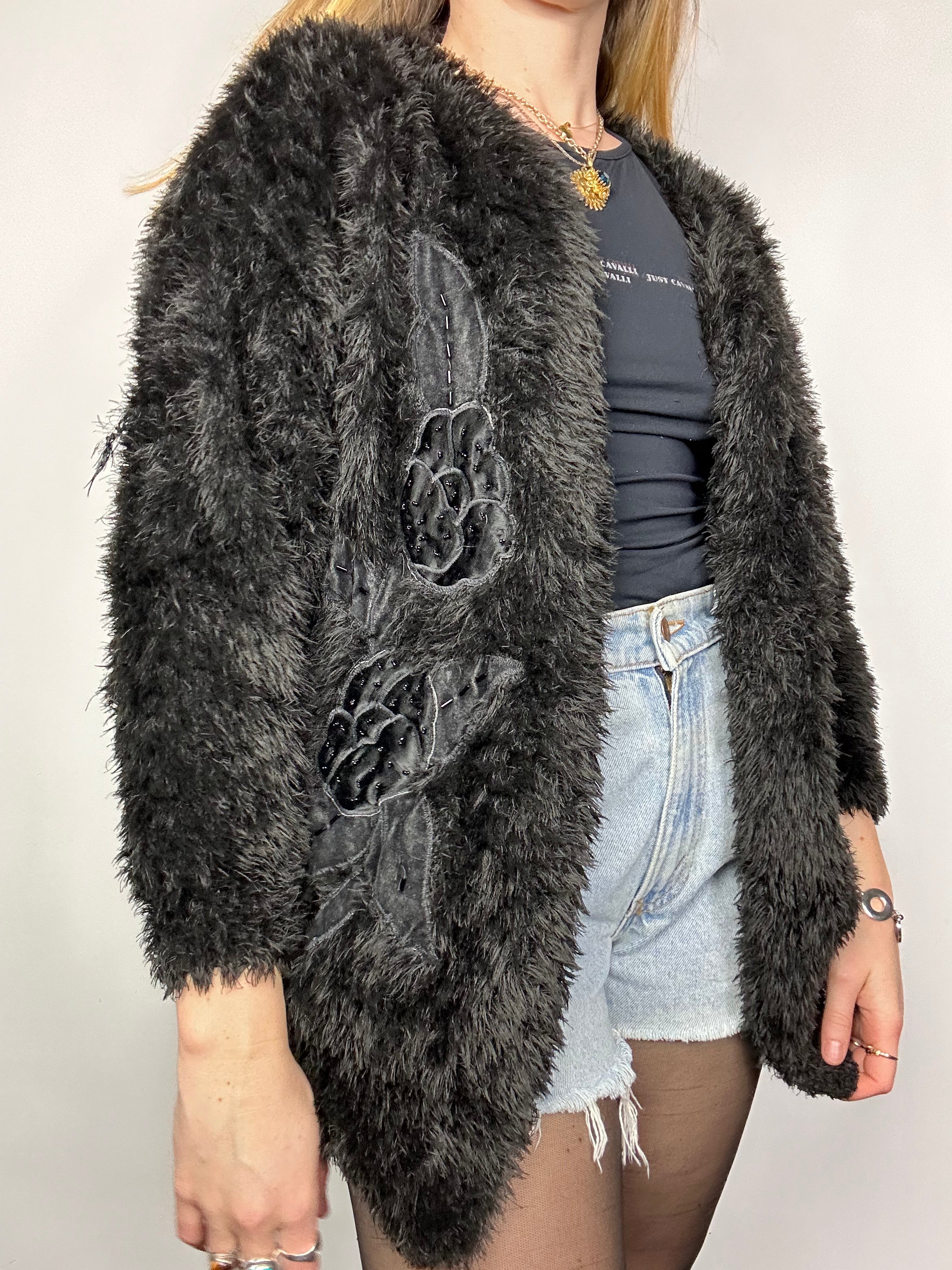 Black 80's fluffy Cardi Size 10
