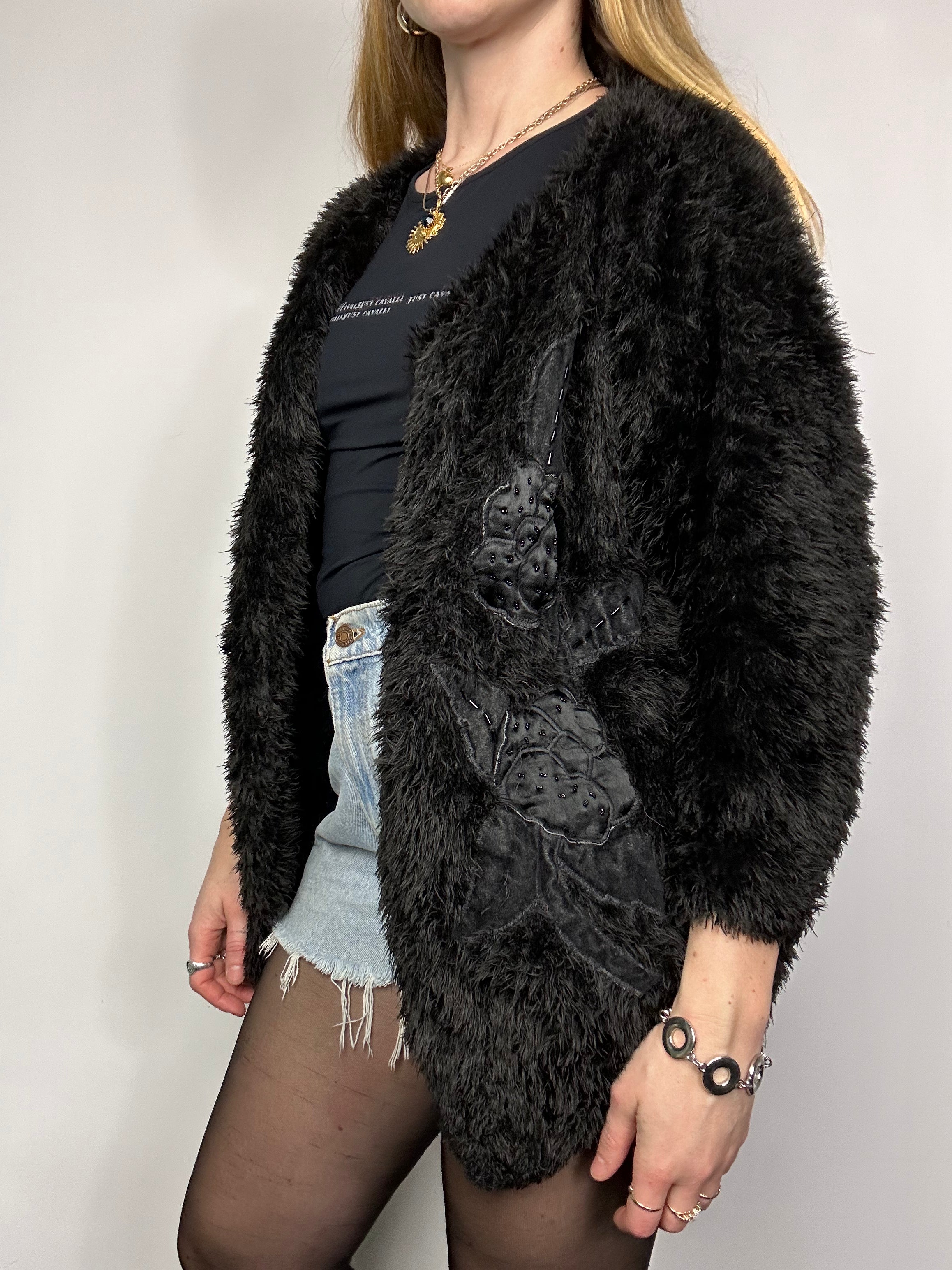 Black 80's fluffy Cardi Size 10