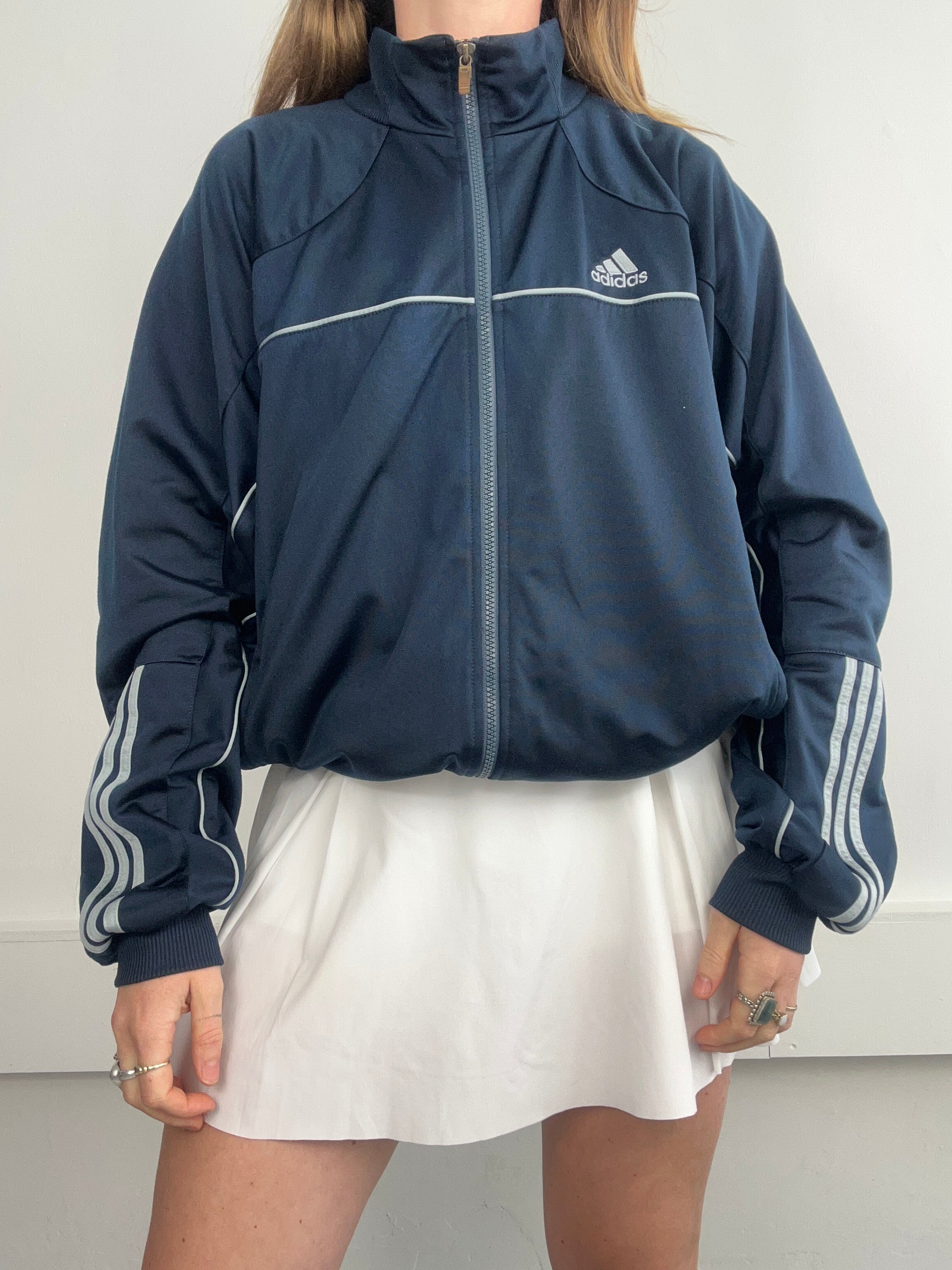 Navy Adidas Track Jacket Size L