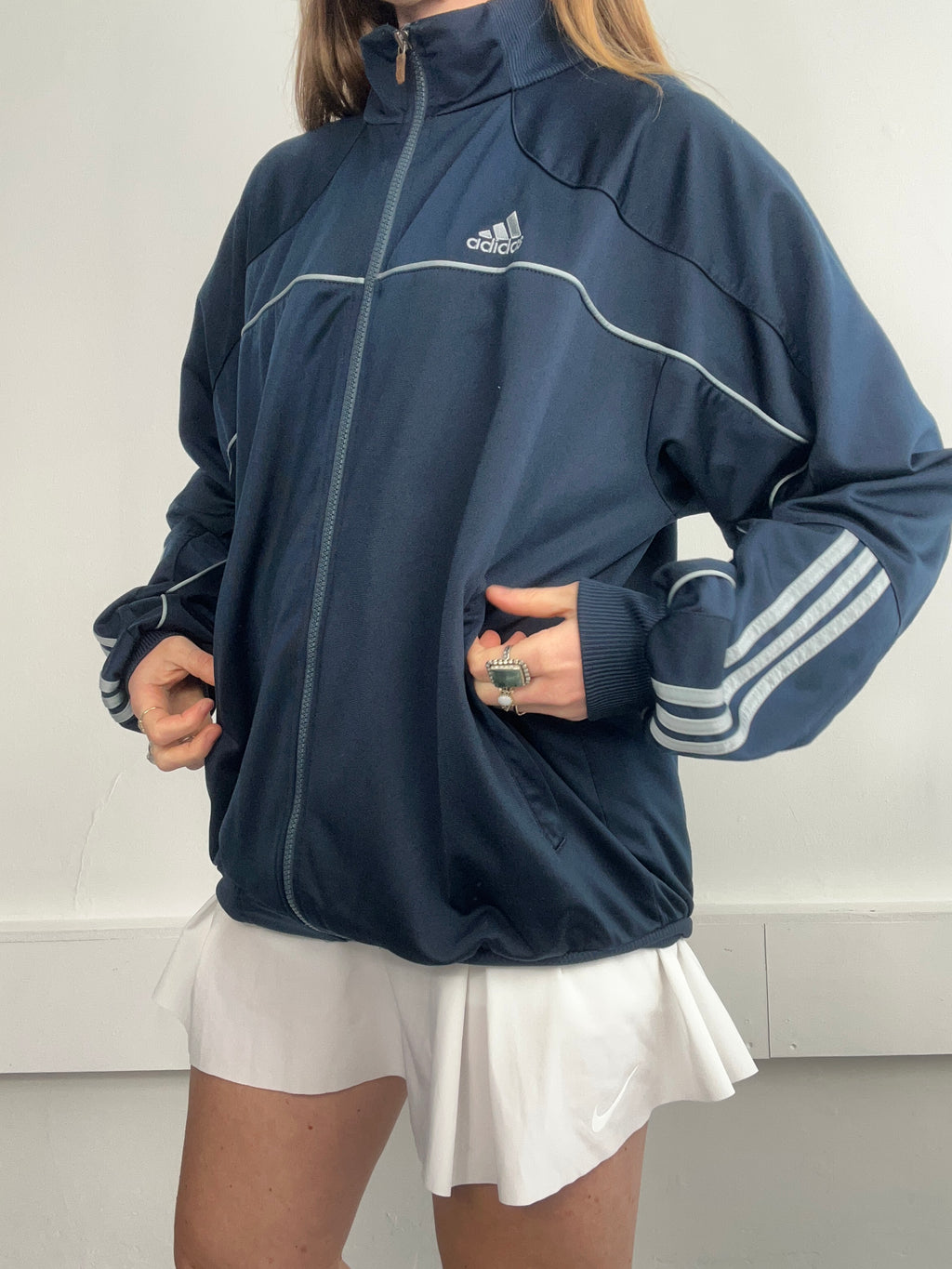 Navy Adidas Track Jacket Size L