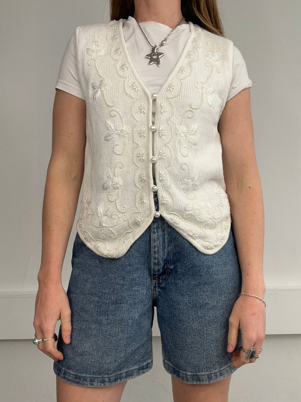 Pearl 80's Beaded Knitted Sweater Vest Size 10