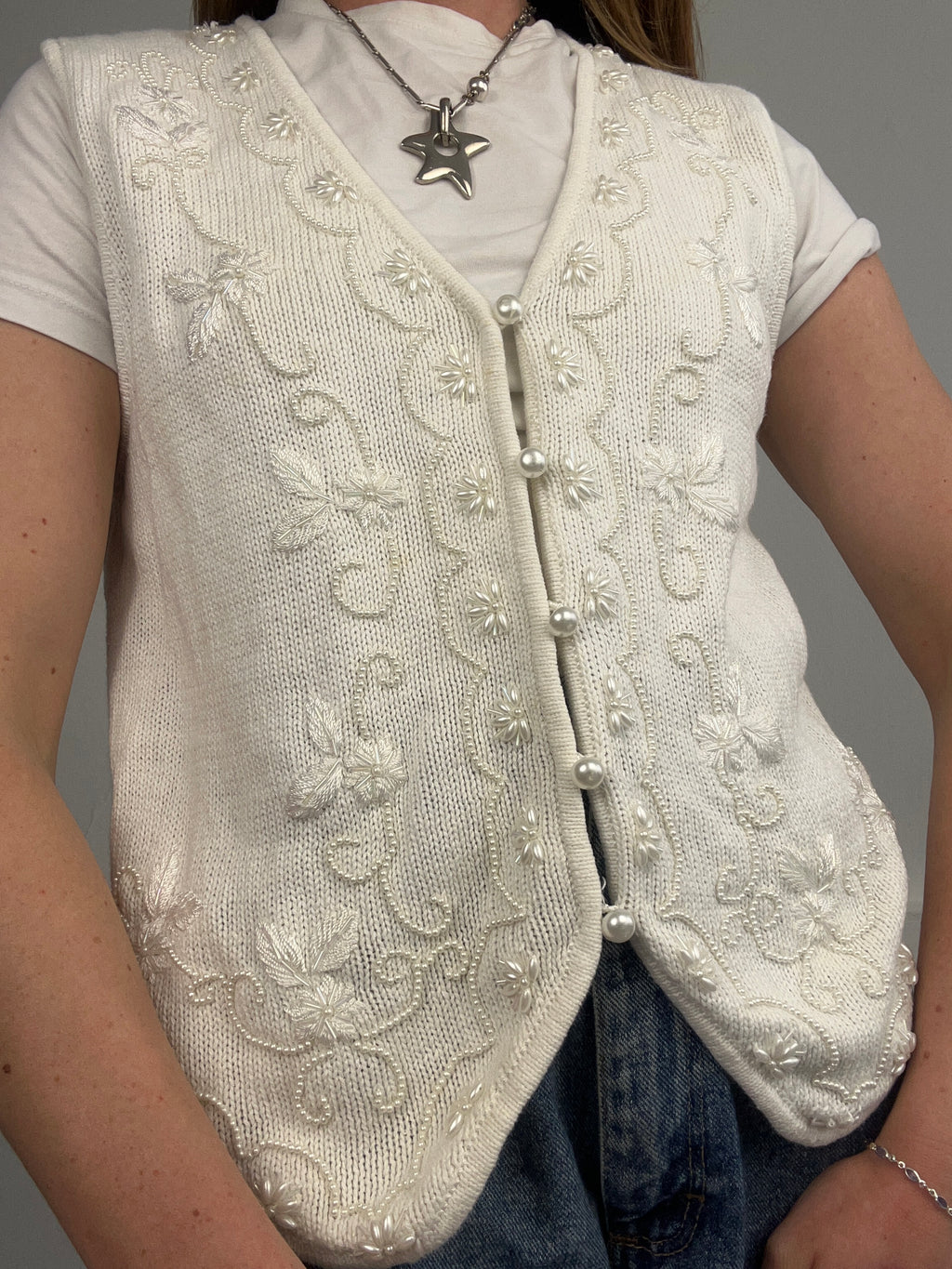 Pearl 80's Beaded Knitted Sweater Vest Size 10
