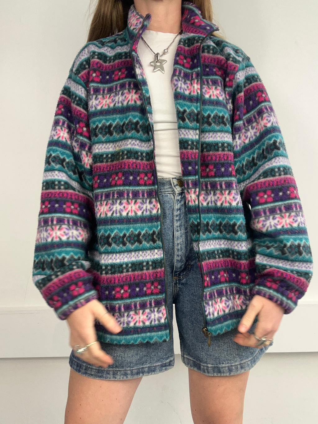 Aztec Zip Through Fleece Size L