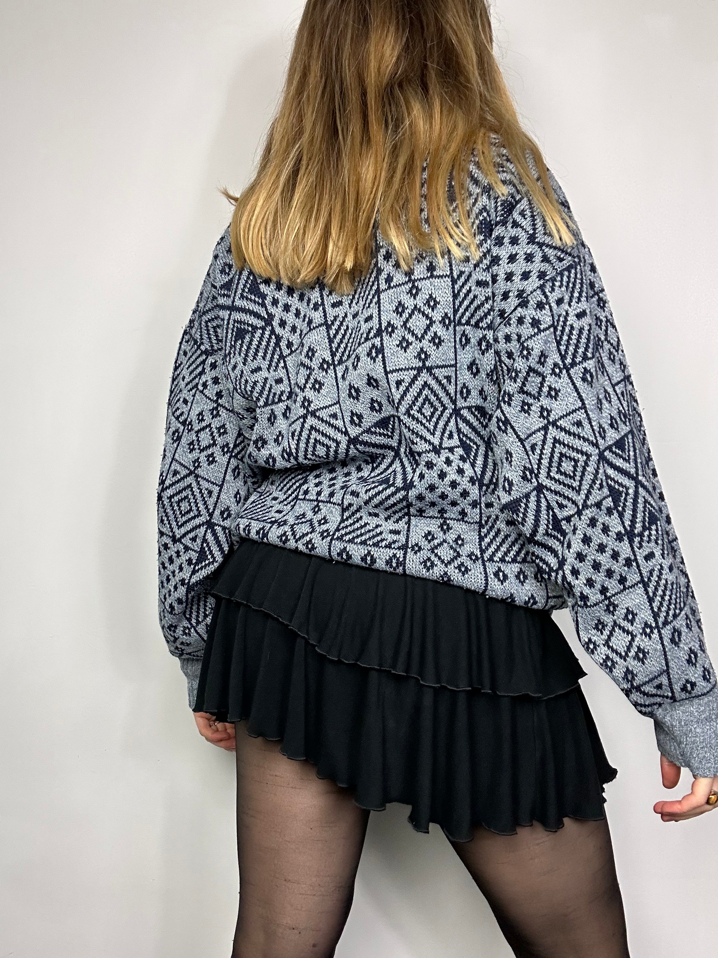 Crazy Print 80's Knit Cardi Size M