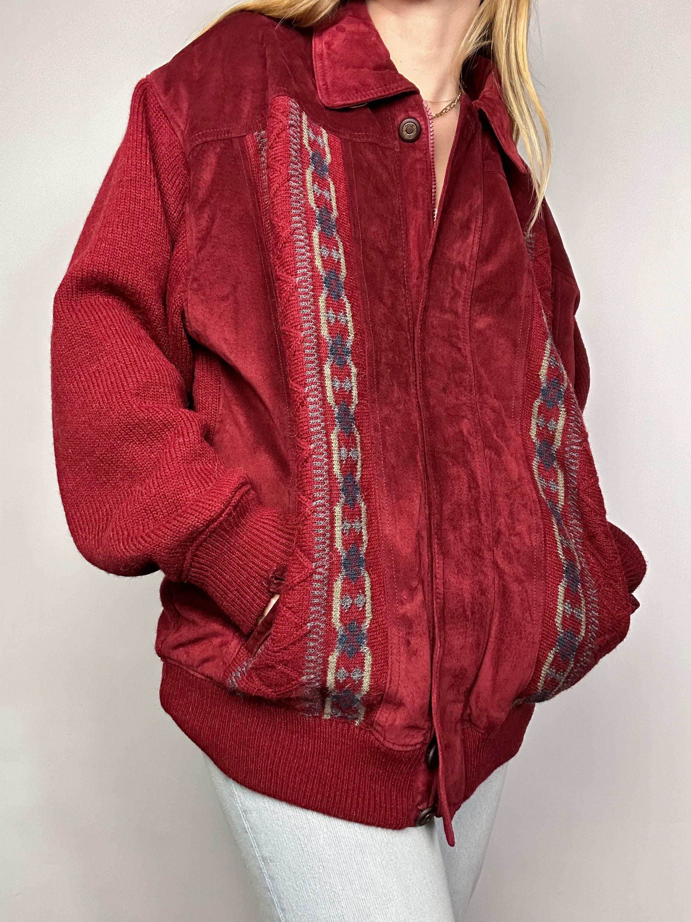 Red 80's Bomber Jacket Size L