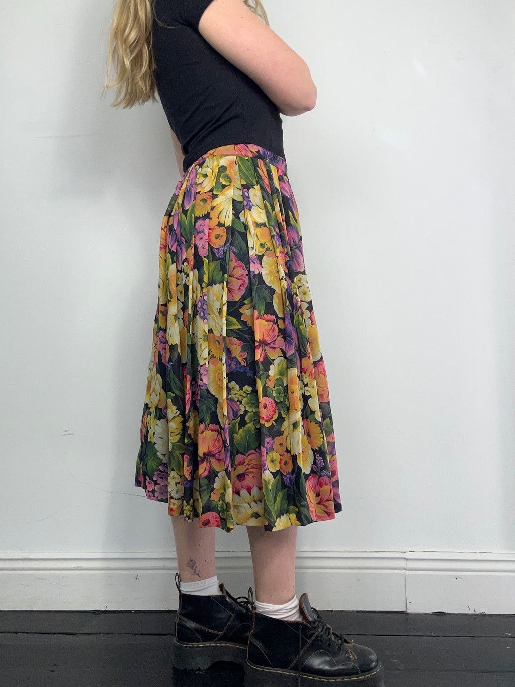 Floral 80's Midi Skirt Size 10