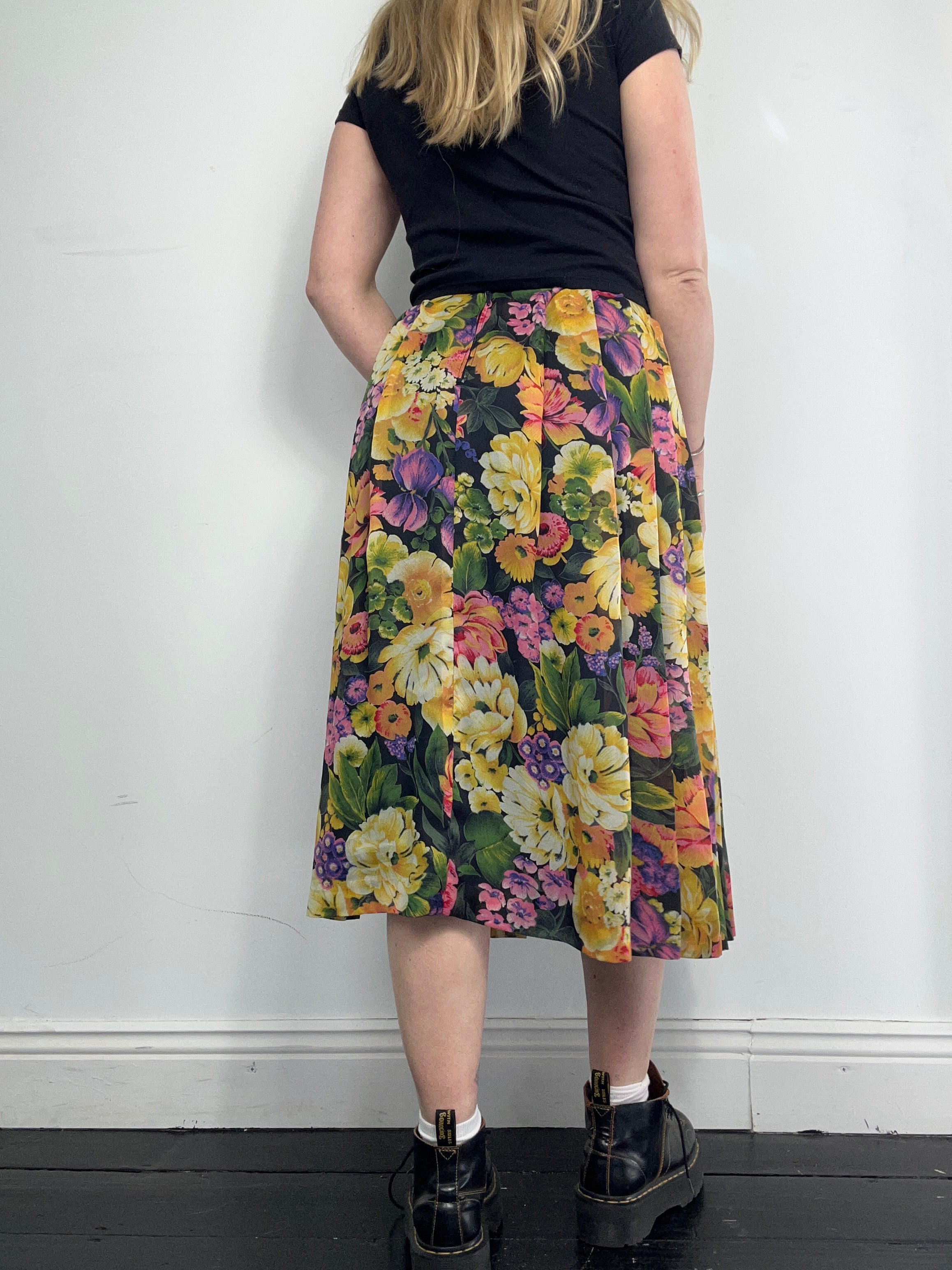 Floral 80's Midi Skirt Size 10