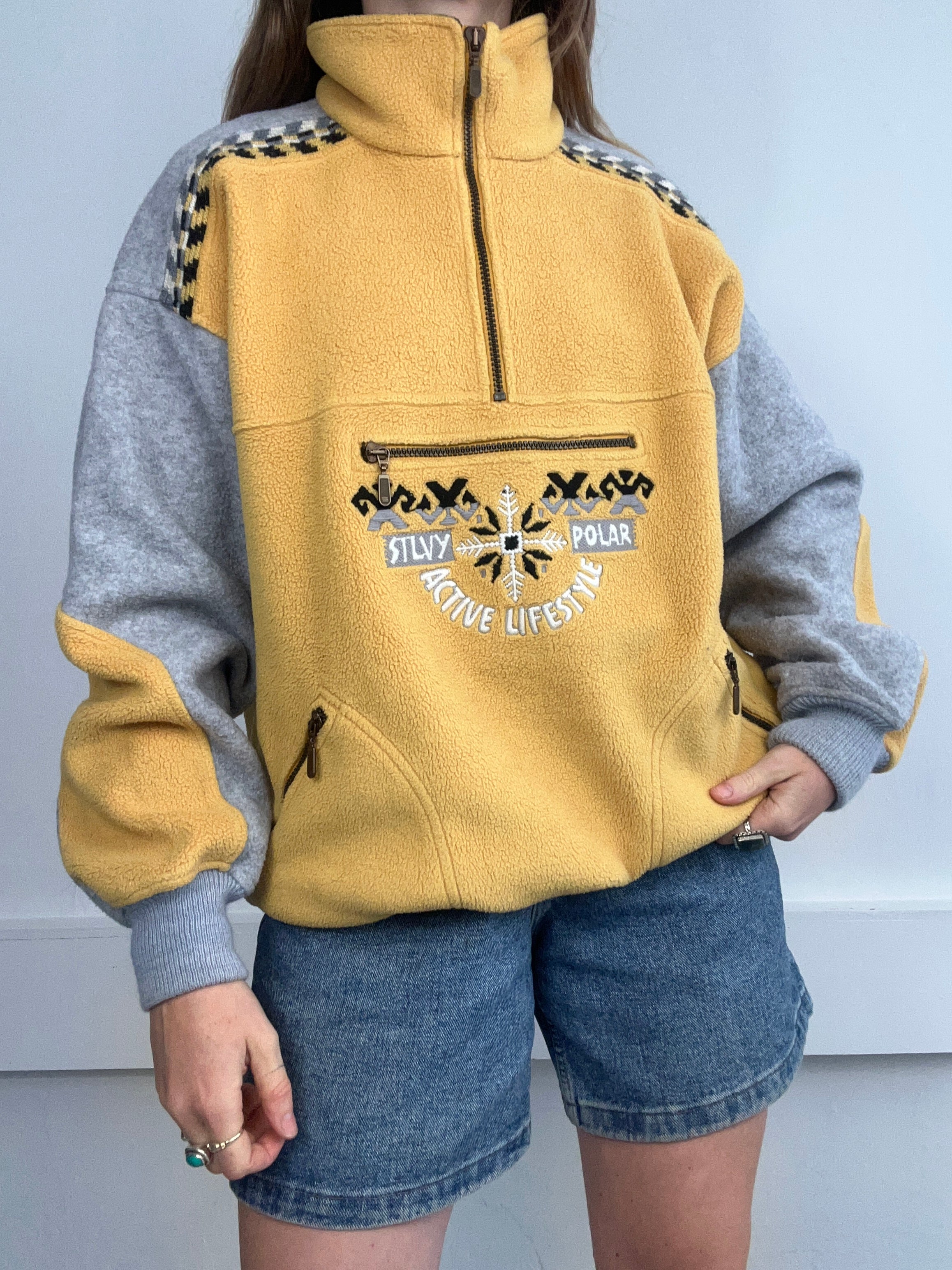 Half Zip Yellow Fleece Size M/L