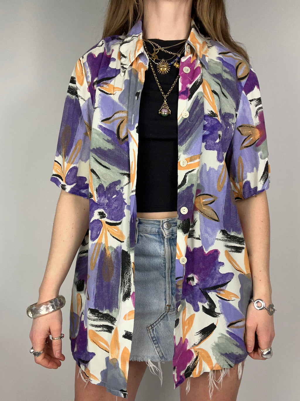 Floral 90's Lilac Shirt Size M