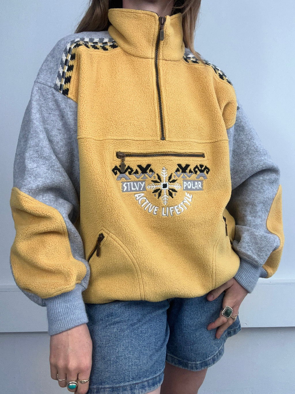 Half Zip Yellow Fleece Size M/L