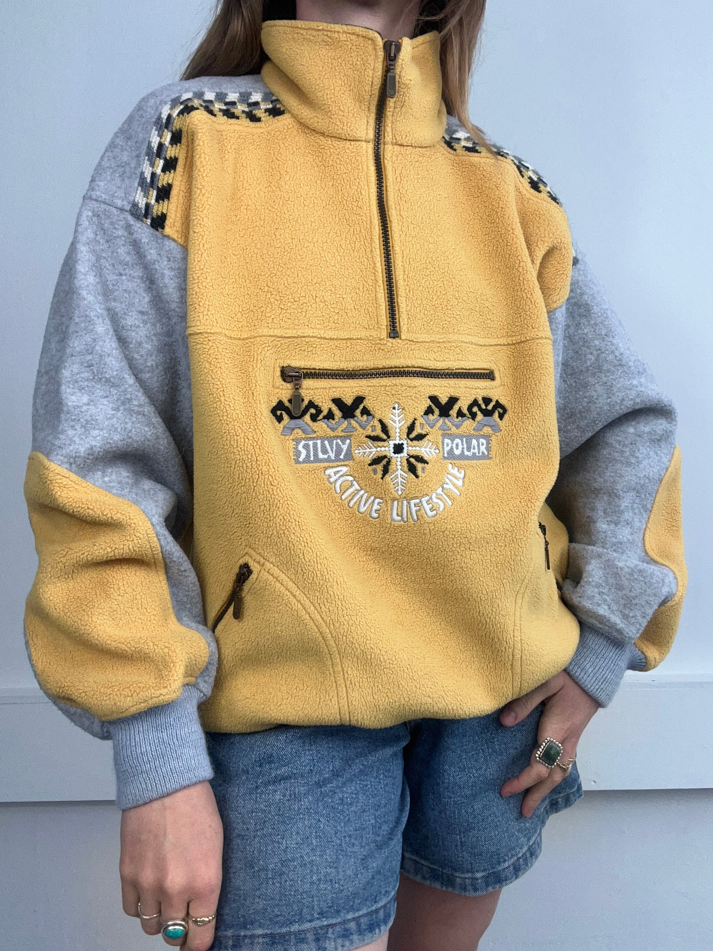 Half Zip Yellow Fleece Size M/L