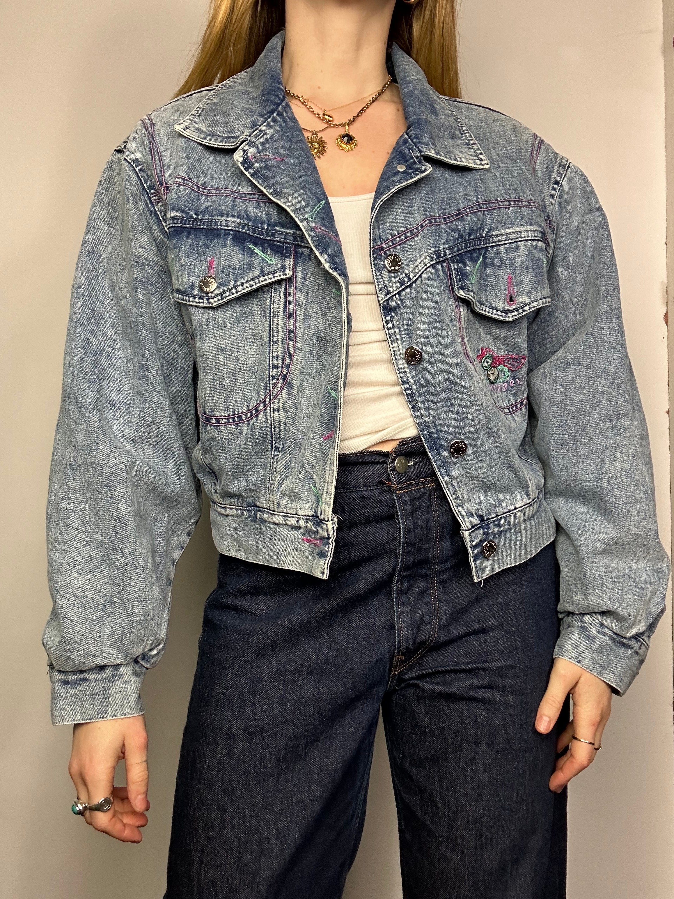 80's Acid Wash Denim JAcket Size 10