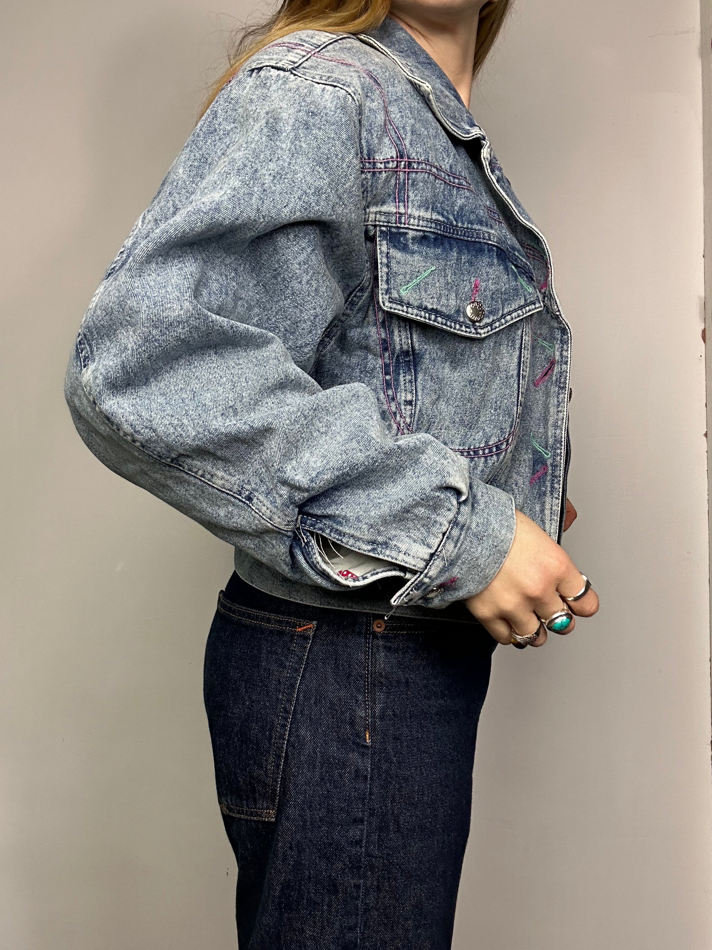 80's Acid Wash Denim JAcket Size 10
