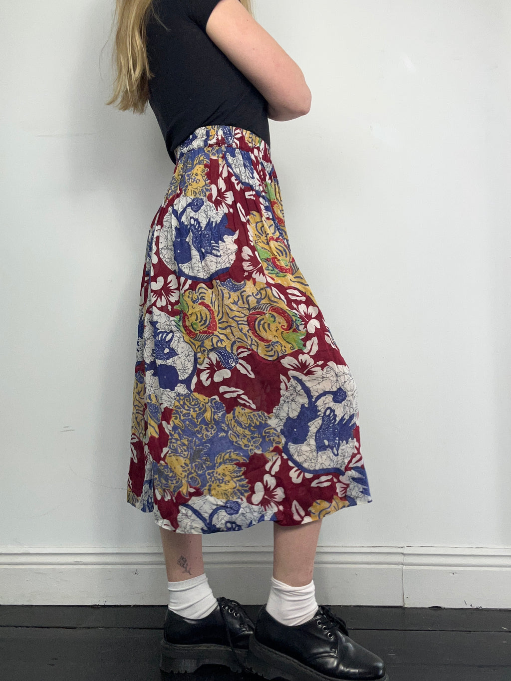 90's Printed Midi Skirt Size 10