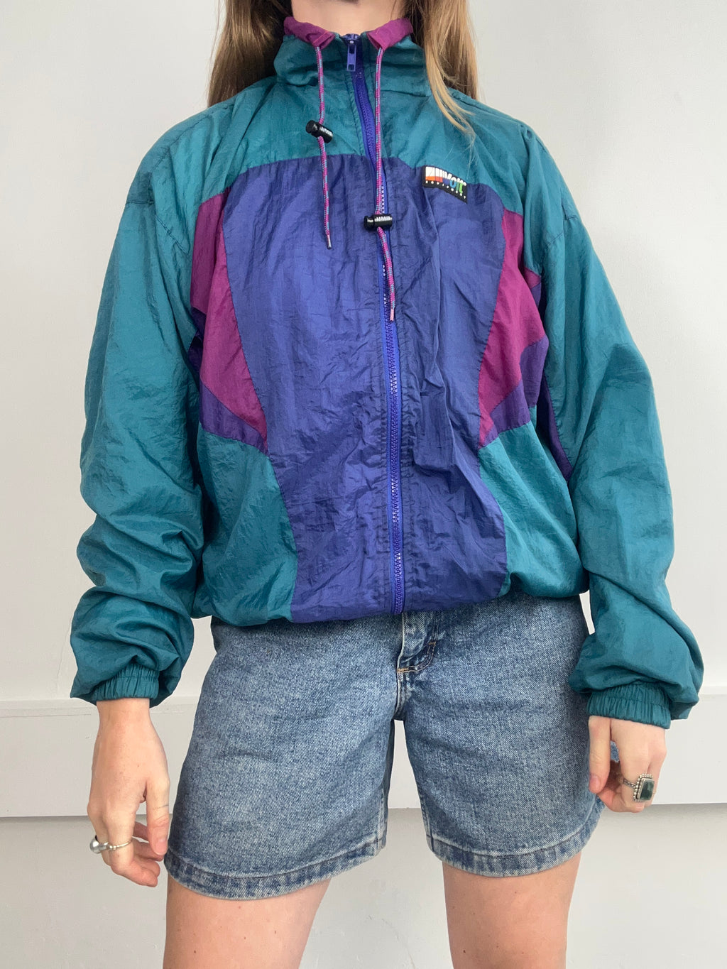 Navy Teal Shell Jacket Size S