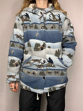 Reversible Snow Print Fleece Jacket Size L