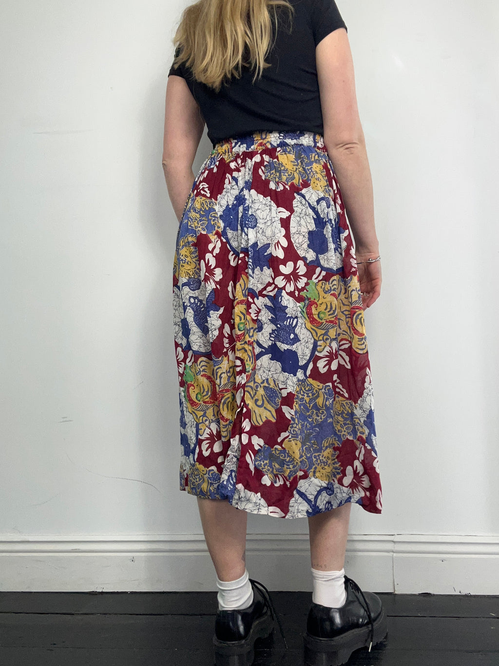 90's Printed Midi Skirt Size 10