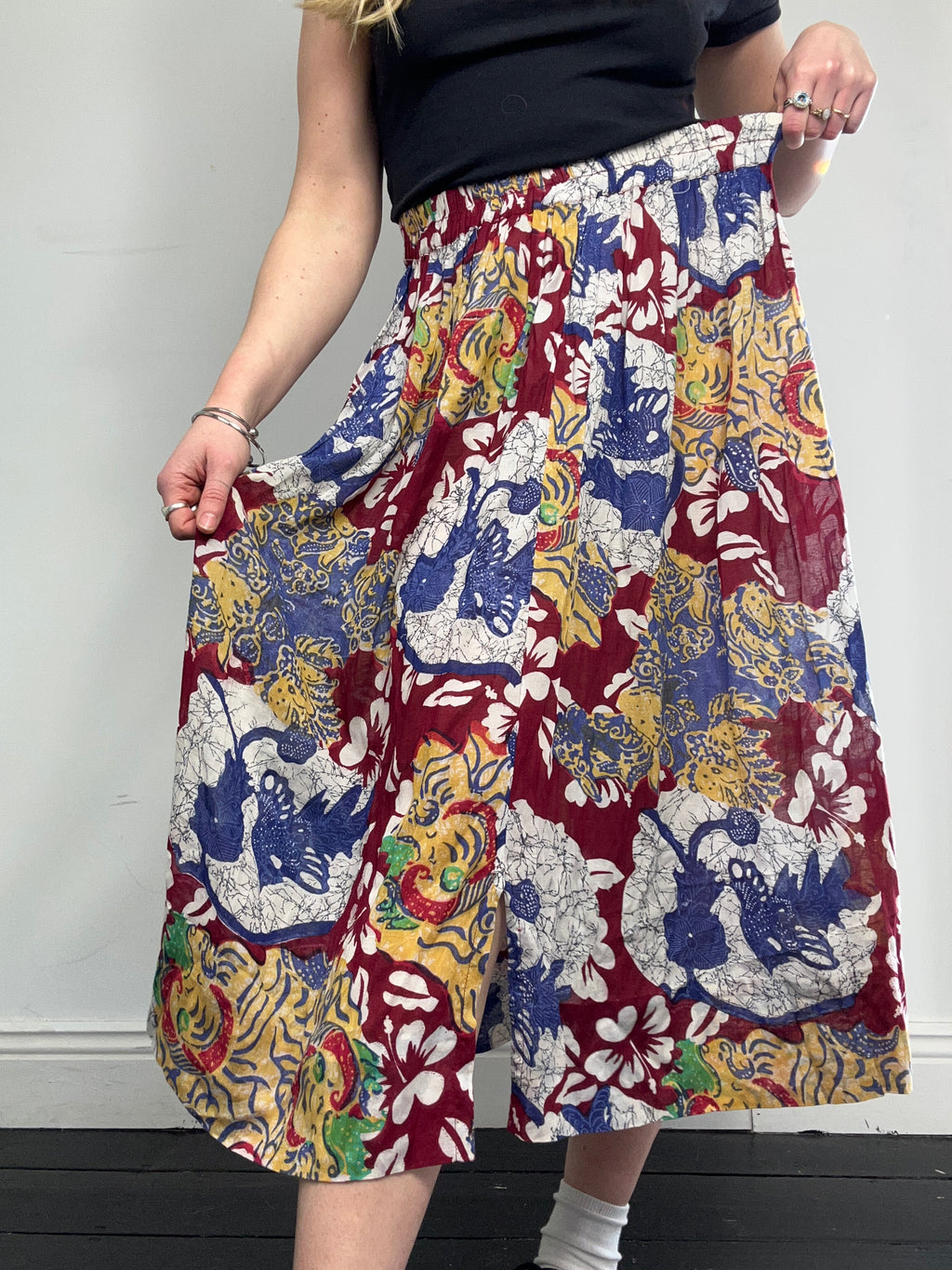 90's Printed Midi Skirt Size 10