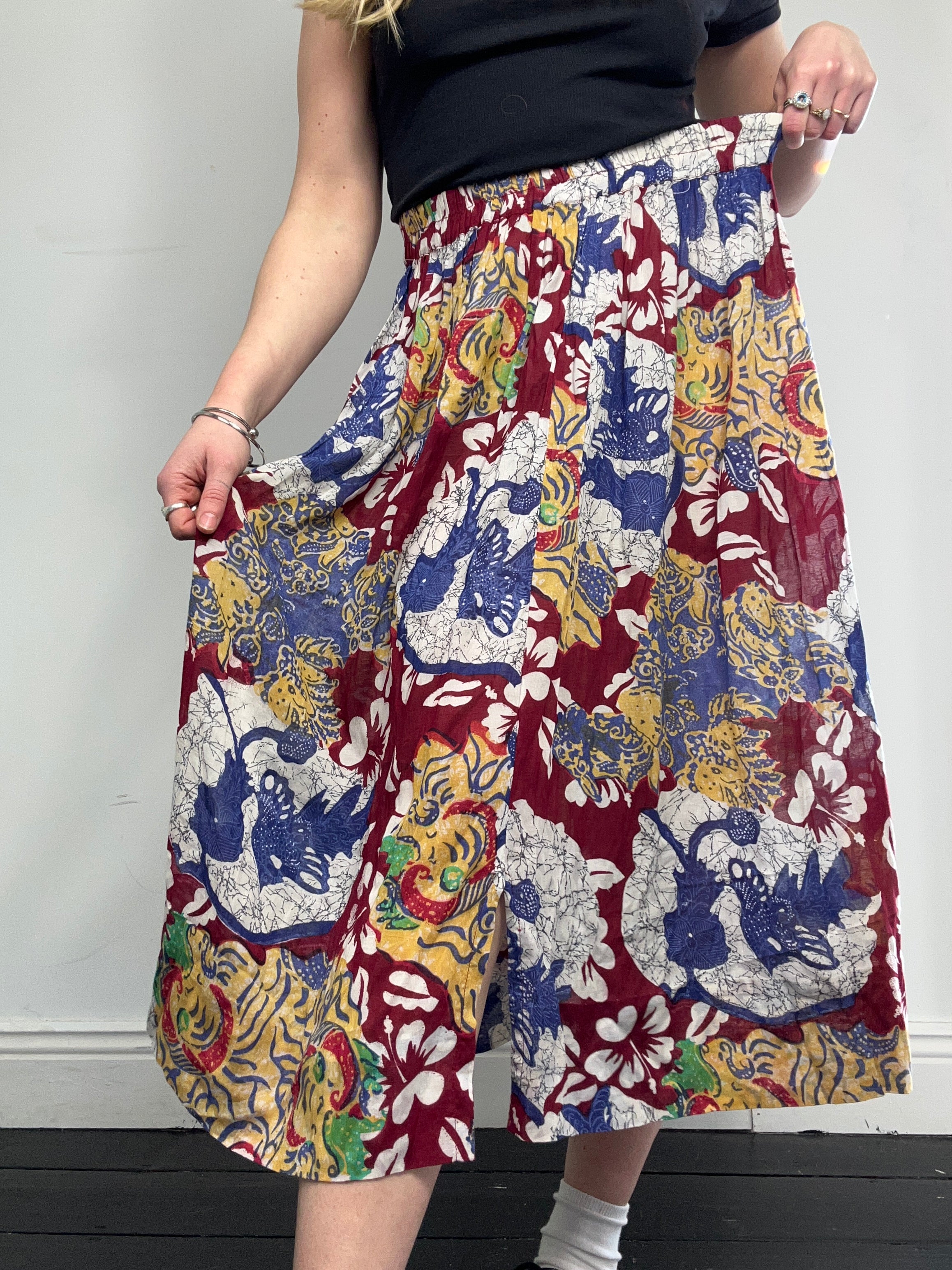 90's Printed Midi Skirt Size 10