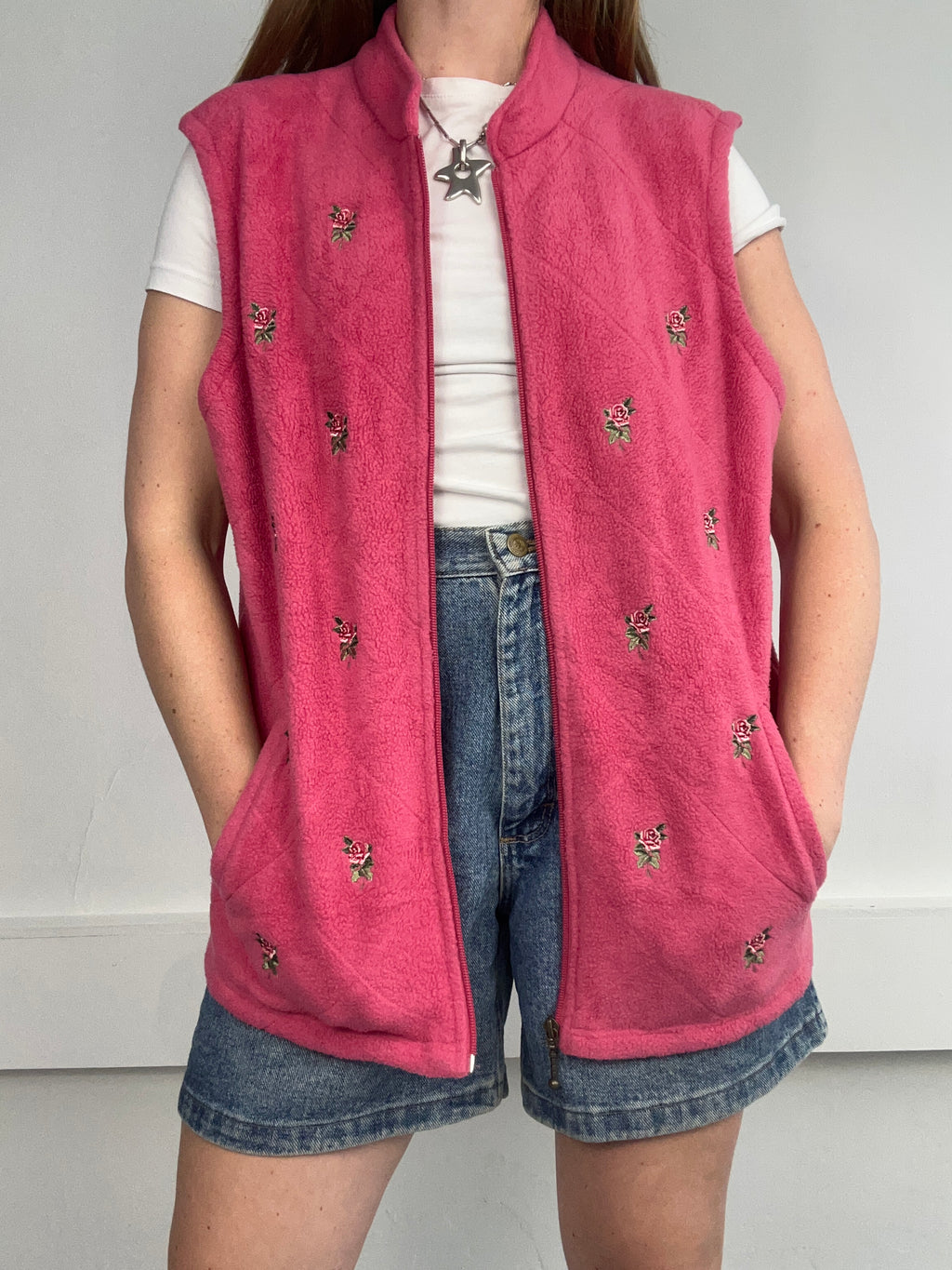 Pink Floral Fleece Gillet Size 10