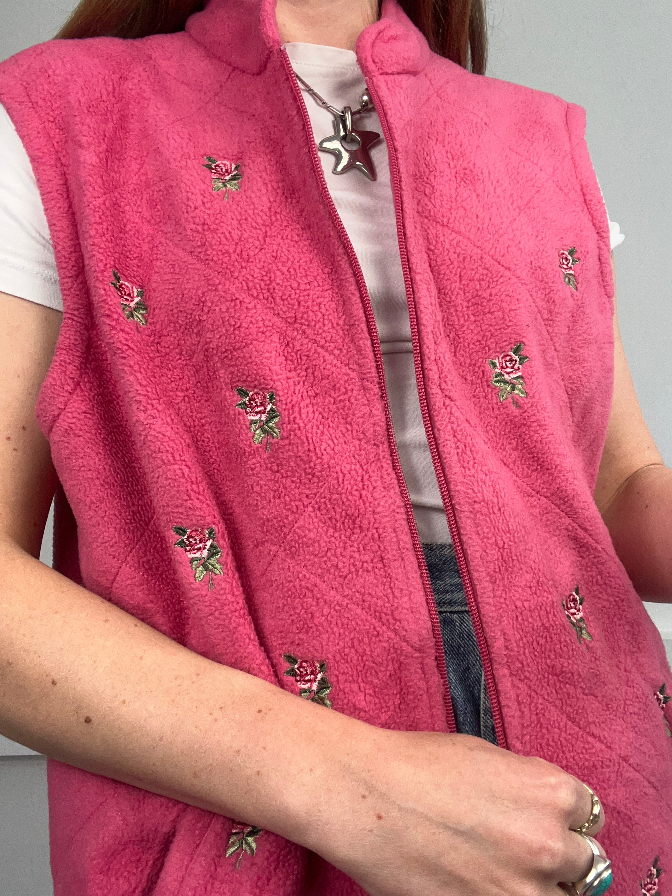 Pink Floral Fleece Gillet Size 10