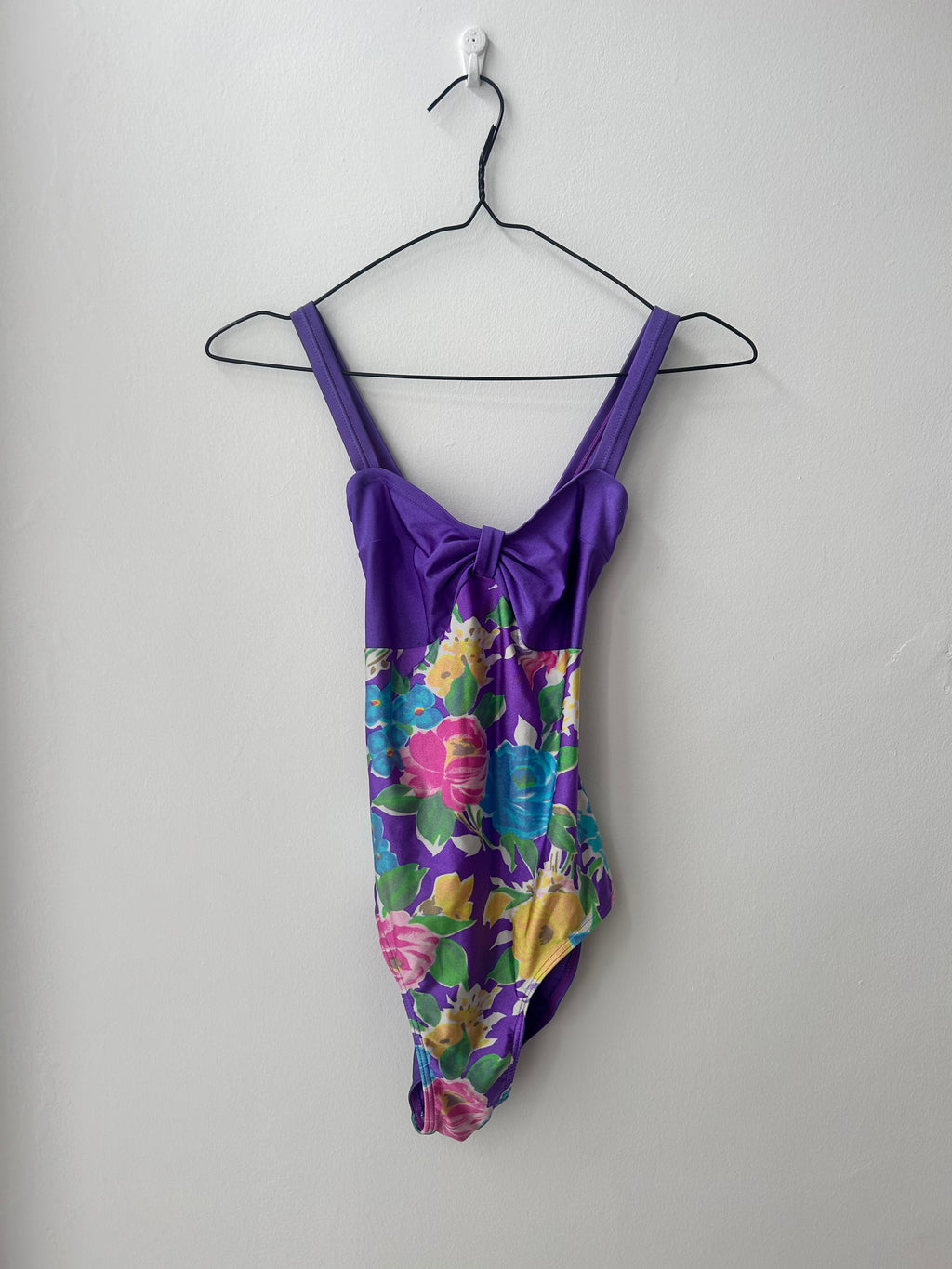 Purple floral 80's Swimsuit Size 8