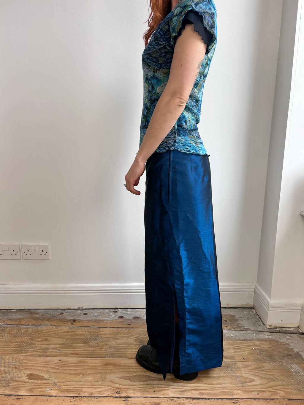 Blue Silk Maxi Skirt Size 12