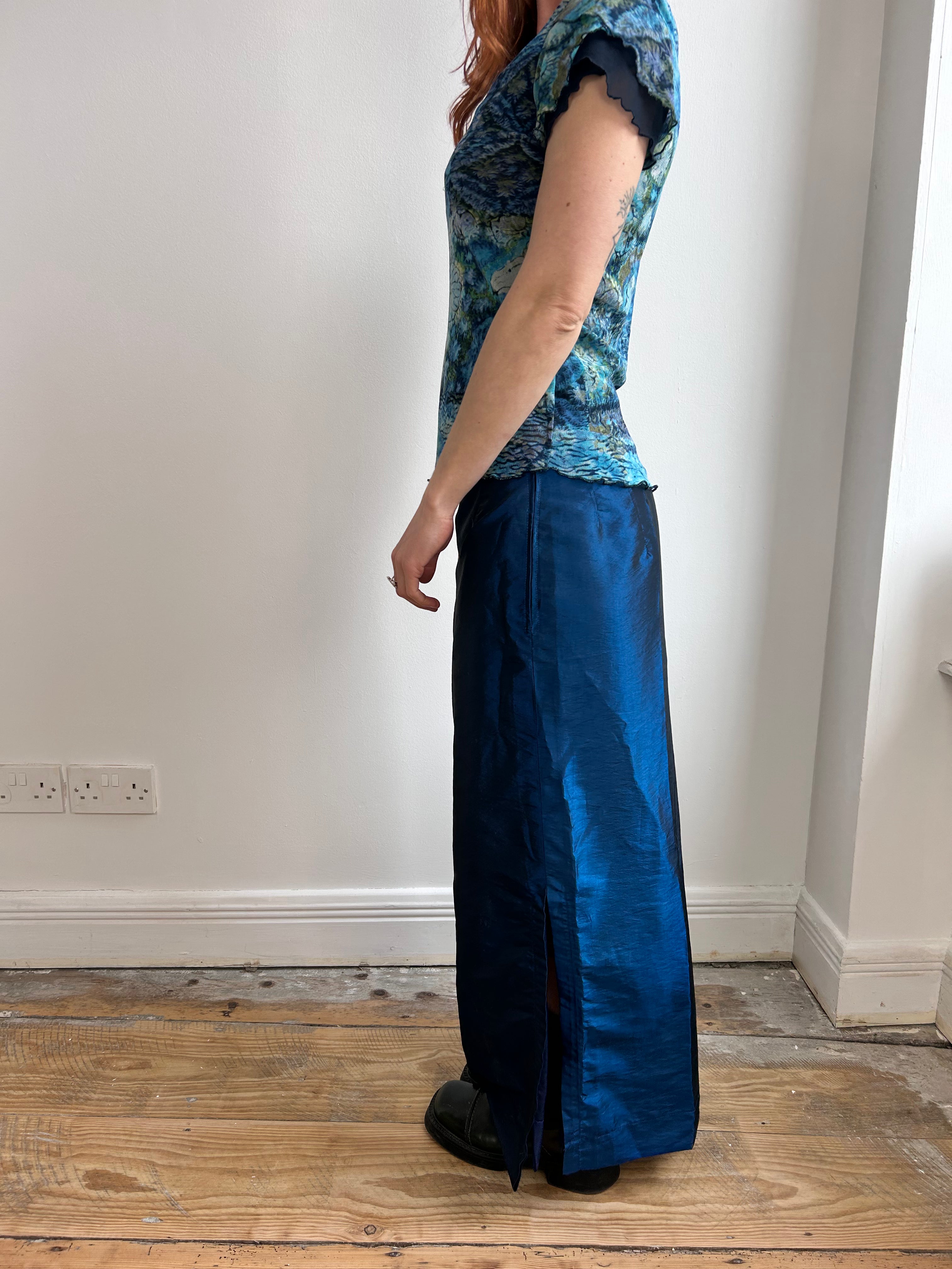 Blue Silk Maxi Skirt Size 12