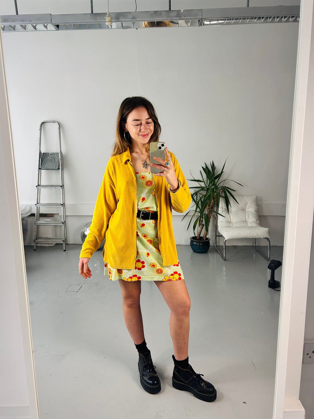 Yellow velour Zip Shirt size M