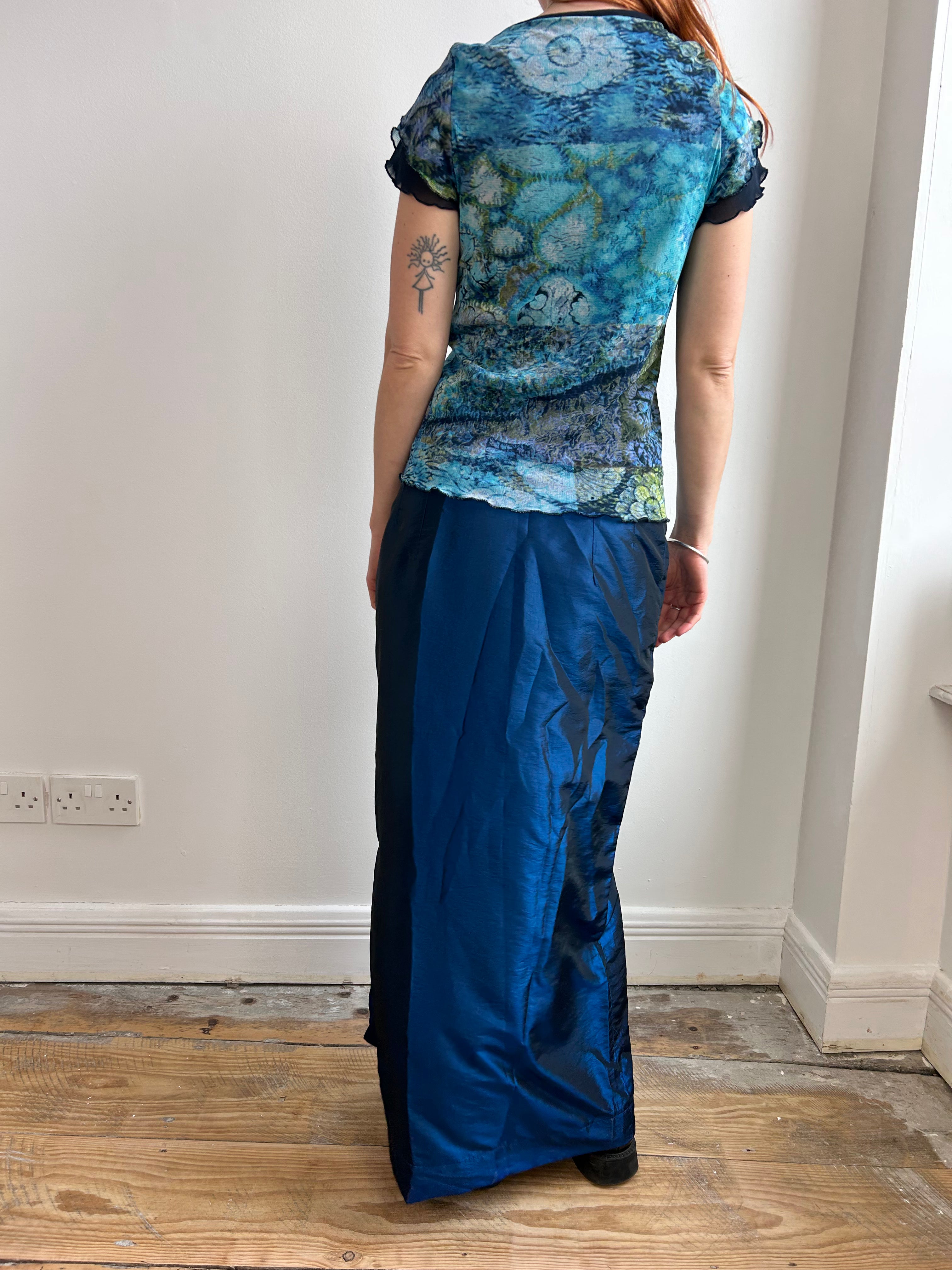 Blue Silk Maxi Skirt Size 12