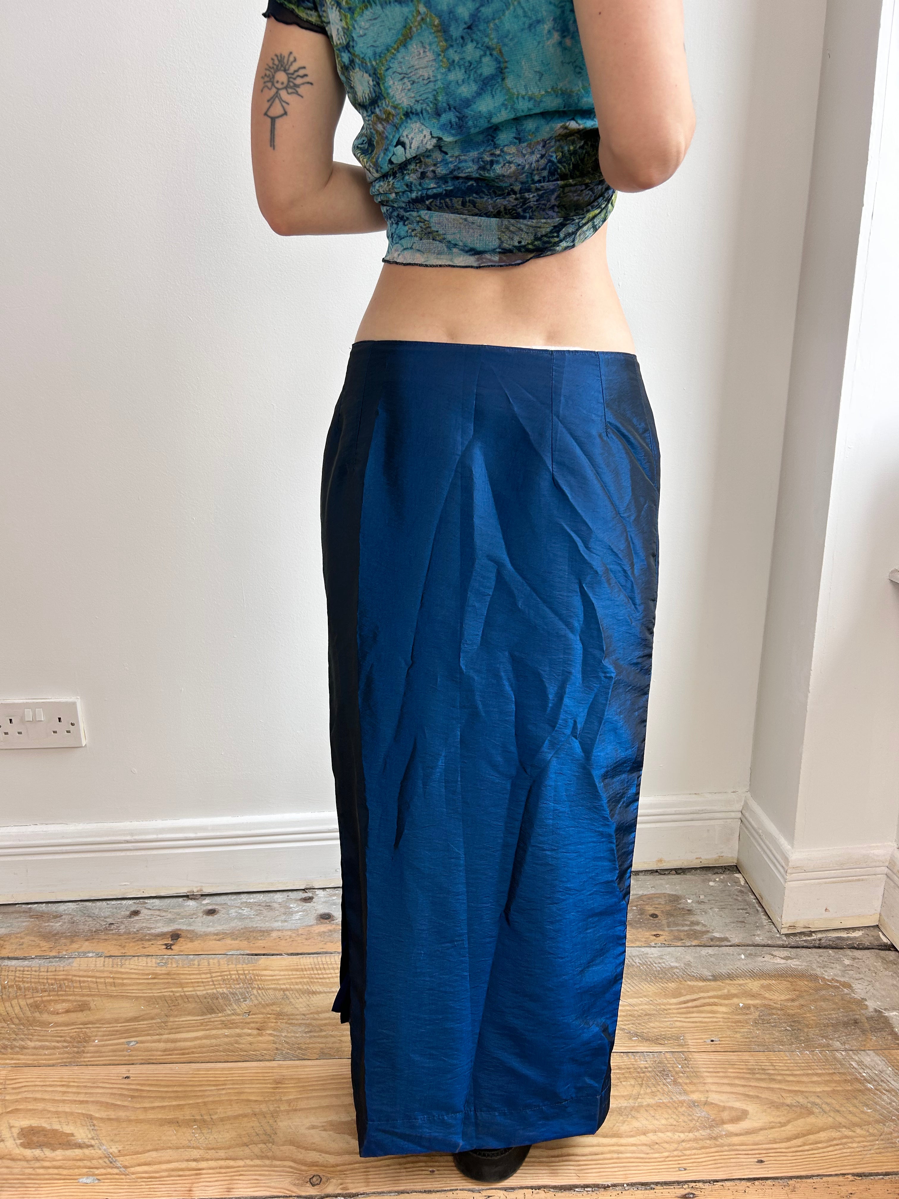 Blue Silk Maxi Skirt Size 12