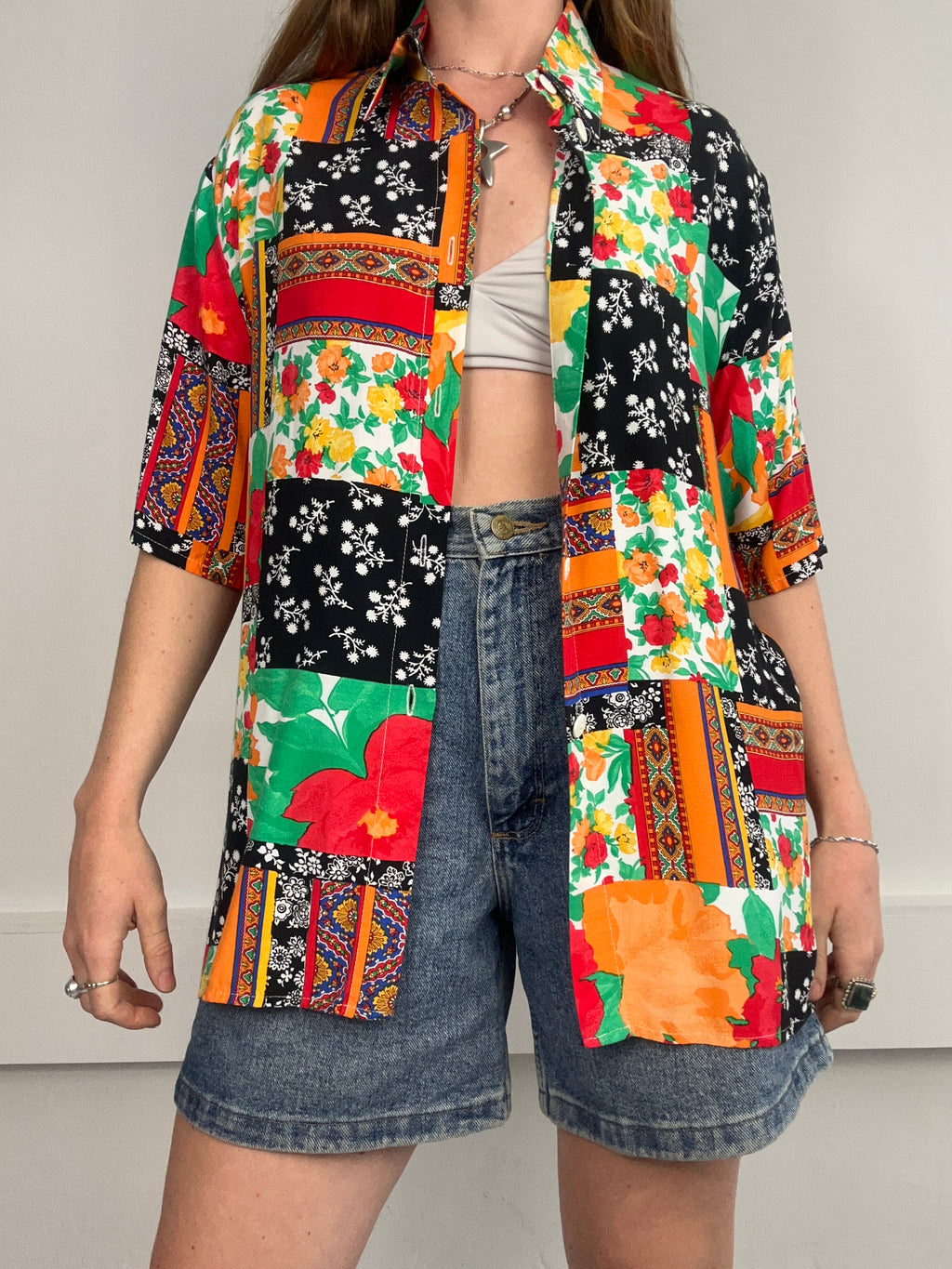 Patchwork Floral 90's Shirt Size 12