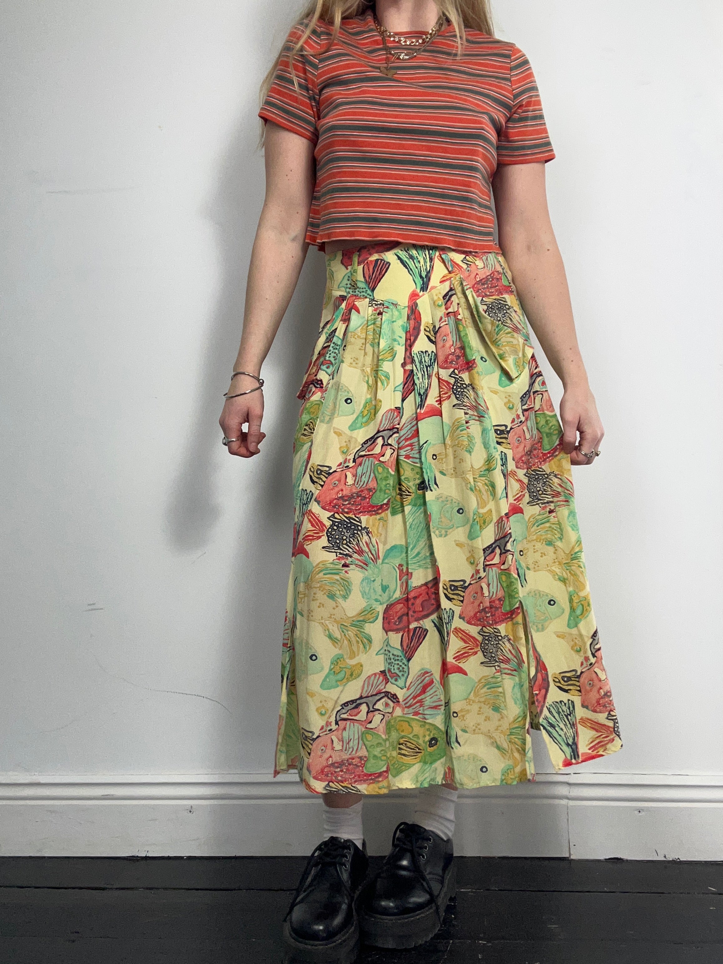 Fish print Midi Skirt Size 8