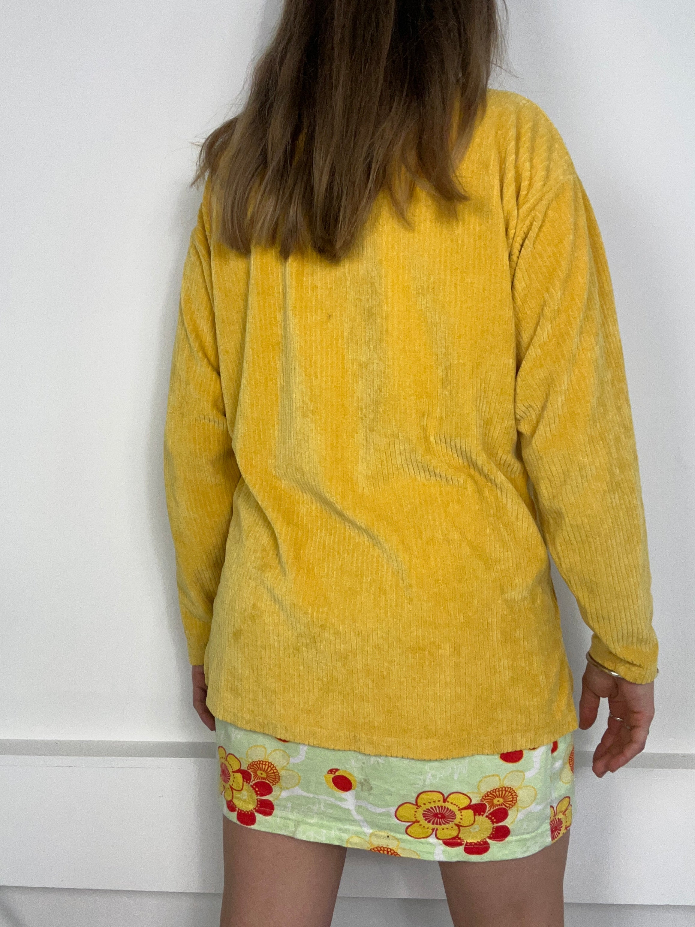 Yellow velour Zip Shirt size M