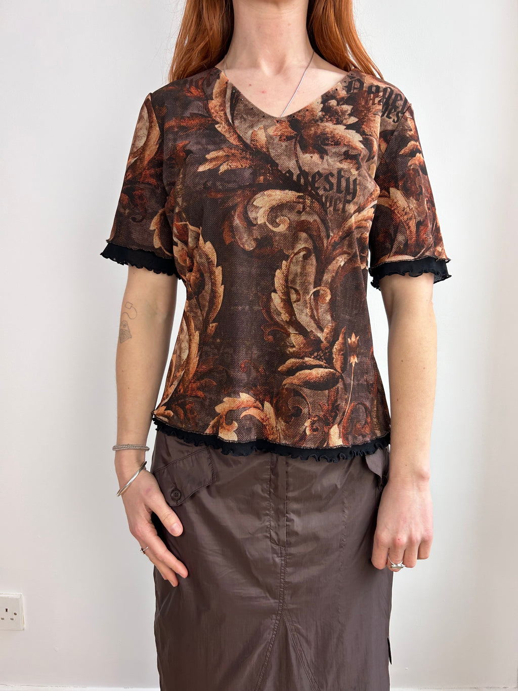 Brown mesh Top Size 14