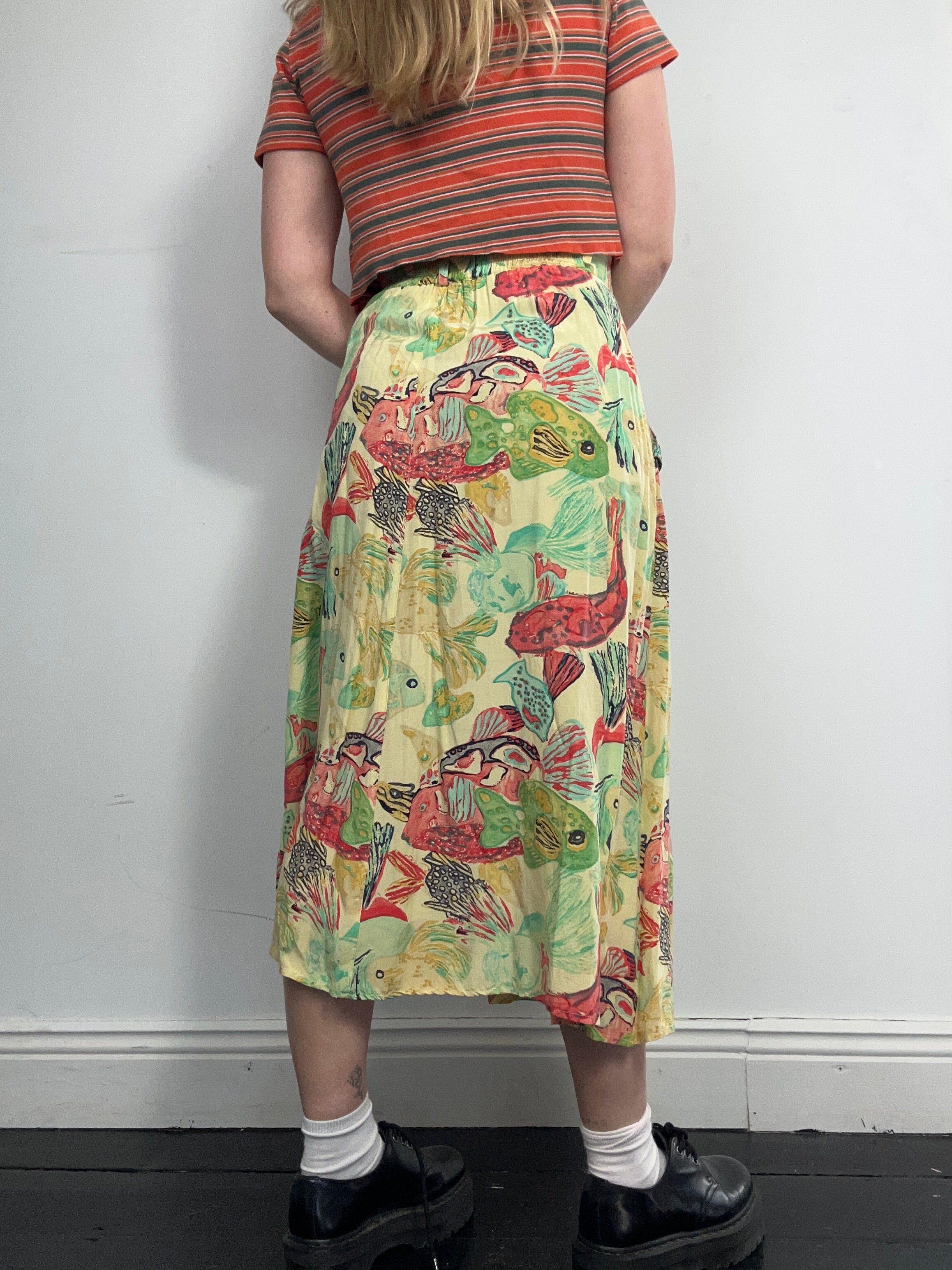 Fish print Midi Skirt Size 8