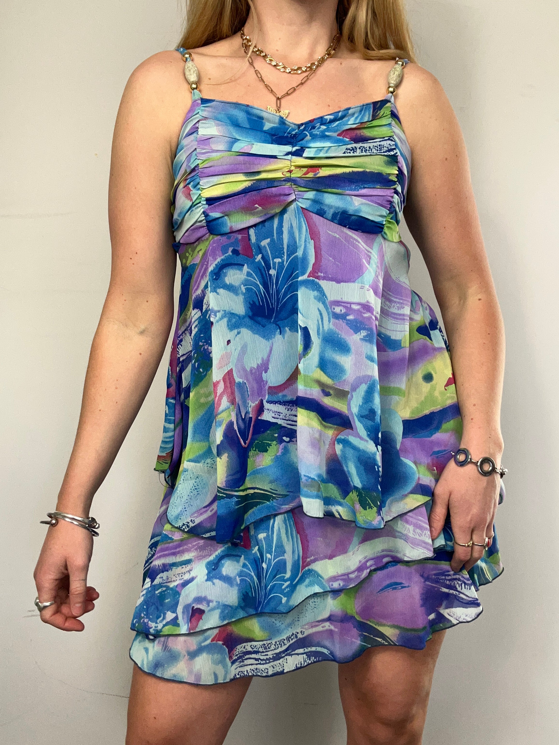 Chiffon Ruffle Mini Dress Size 10