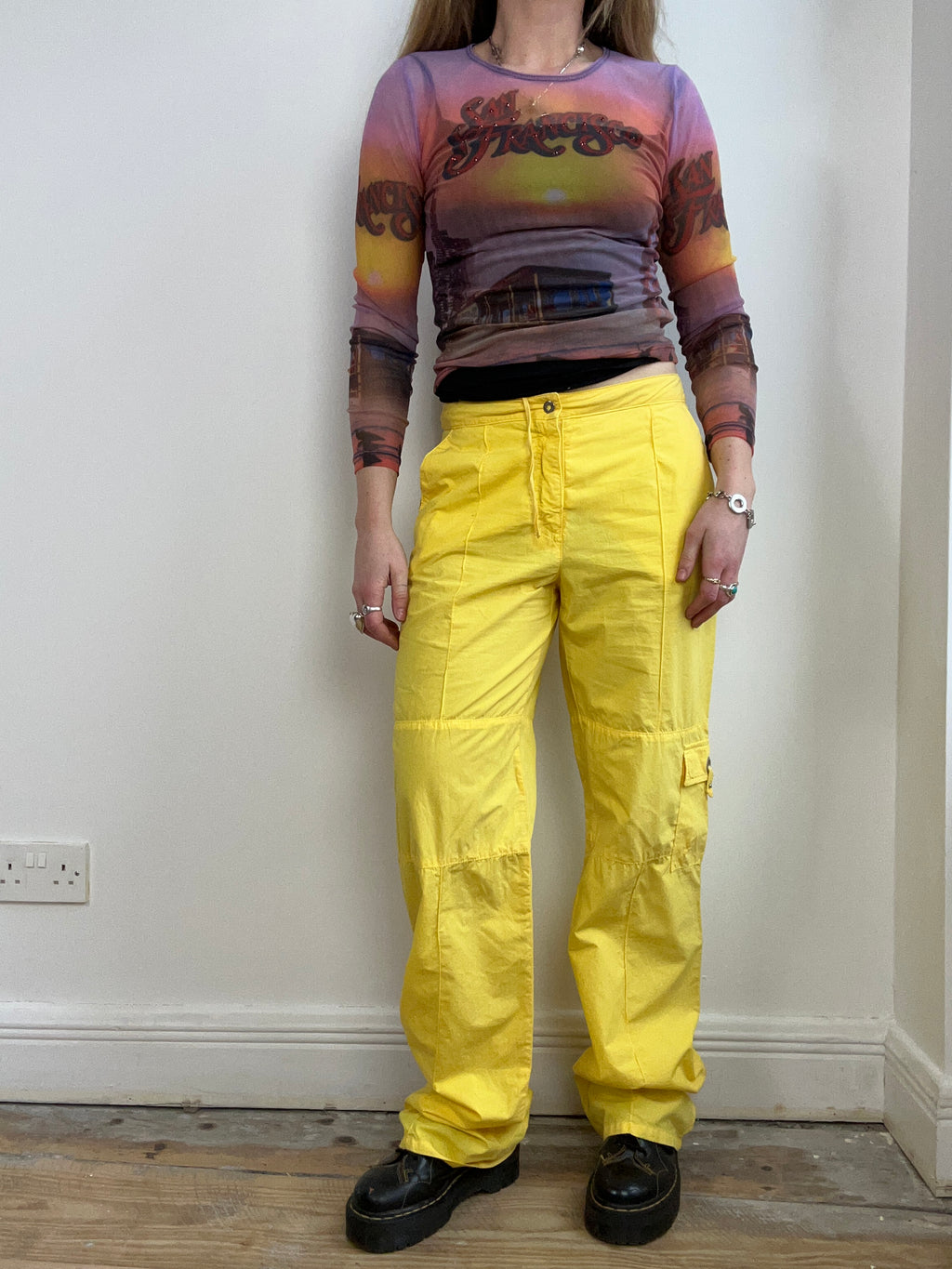 Yellow Y2K Cargo Pants Size 10