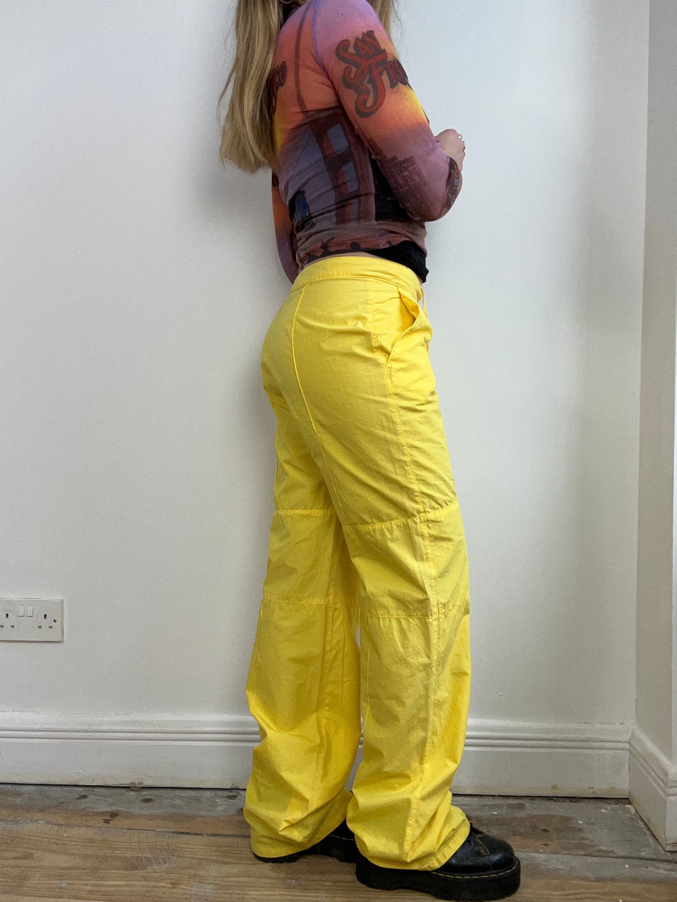 Yellow Y2K Cargo Pants Size 10