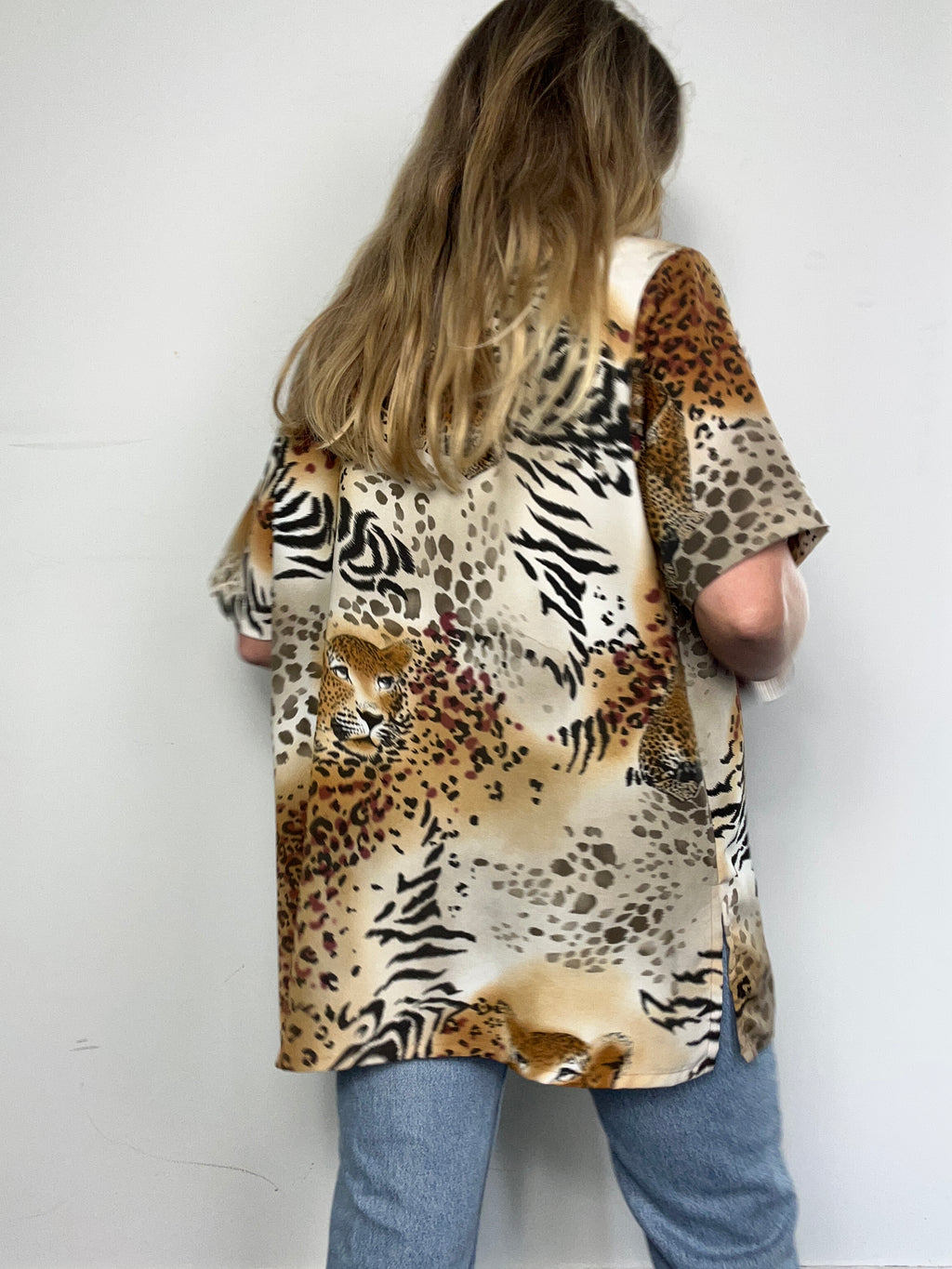 80's Animal Print Shirt Size L