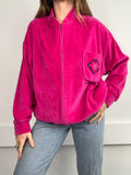 Pink Velour Bomber Jacket Size M